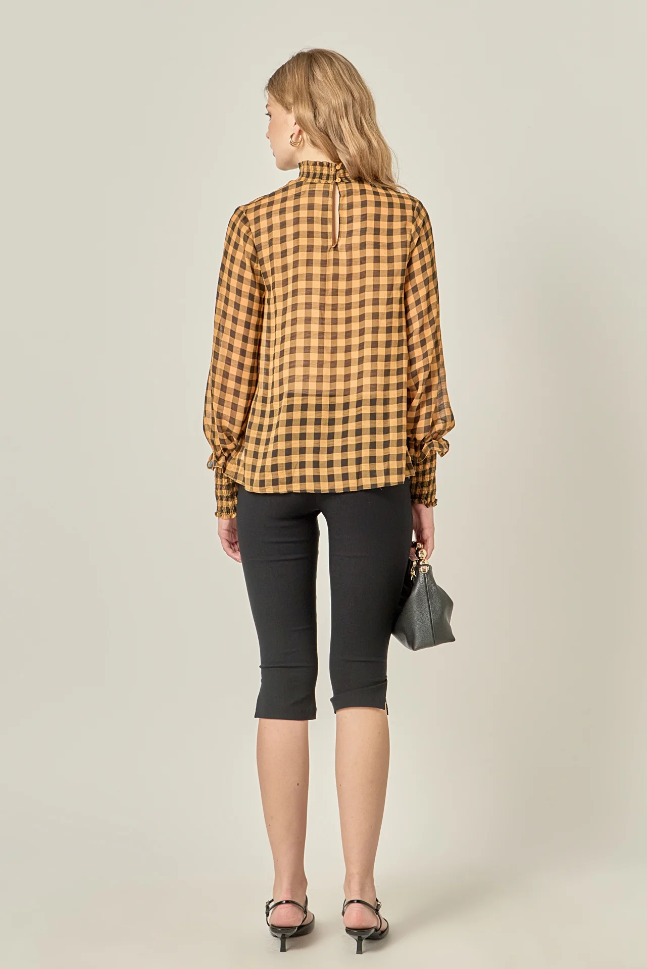 Checker Blouse with Mock Neck - Image 4