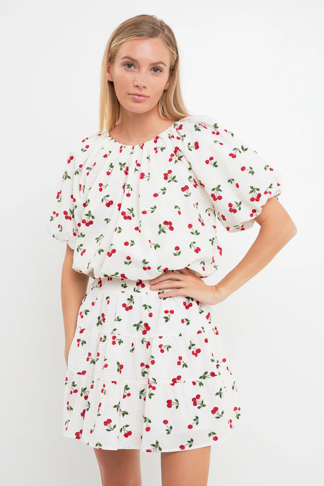 Cherry Print Voluminous Top - Image 4