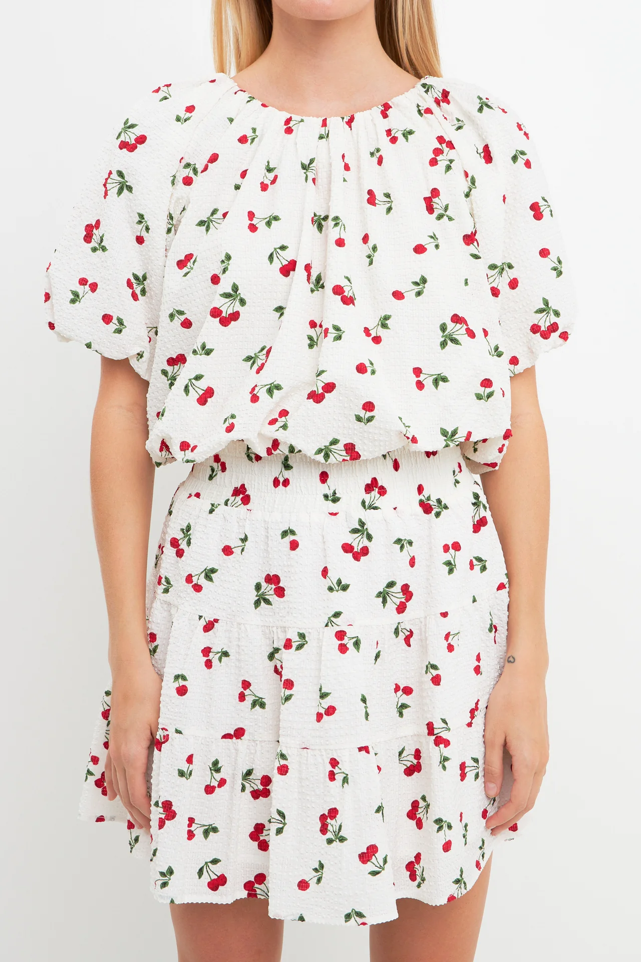 Cherry Print Voluminous Top - Image 5