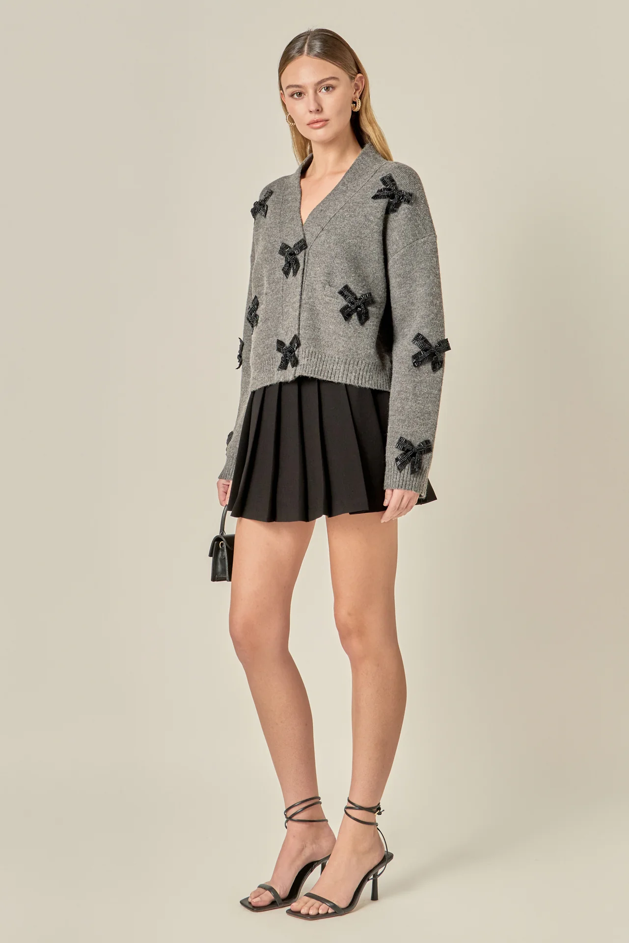 Beaded Bow Embellished Cardigan - Image 4