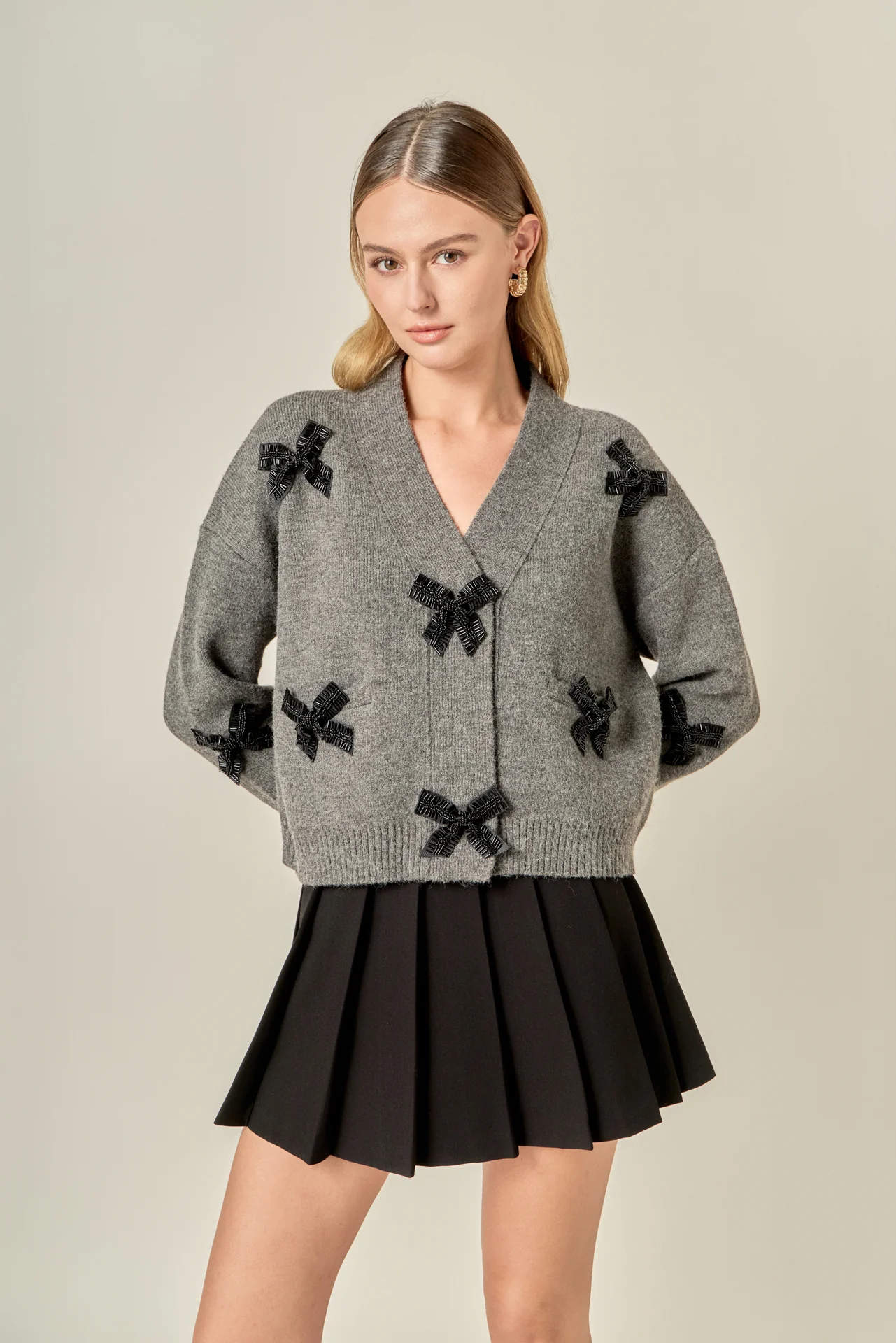 Beaded Bow Embellished Cardigan - Image 6