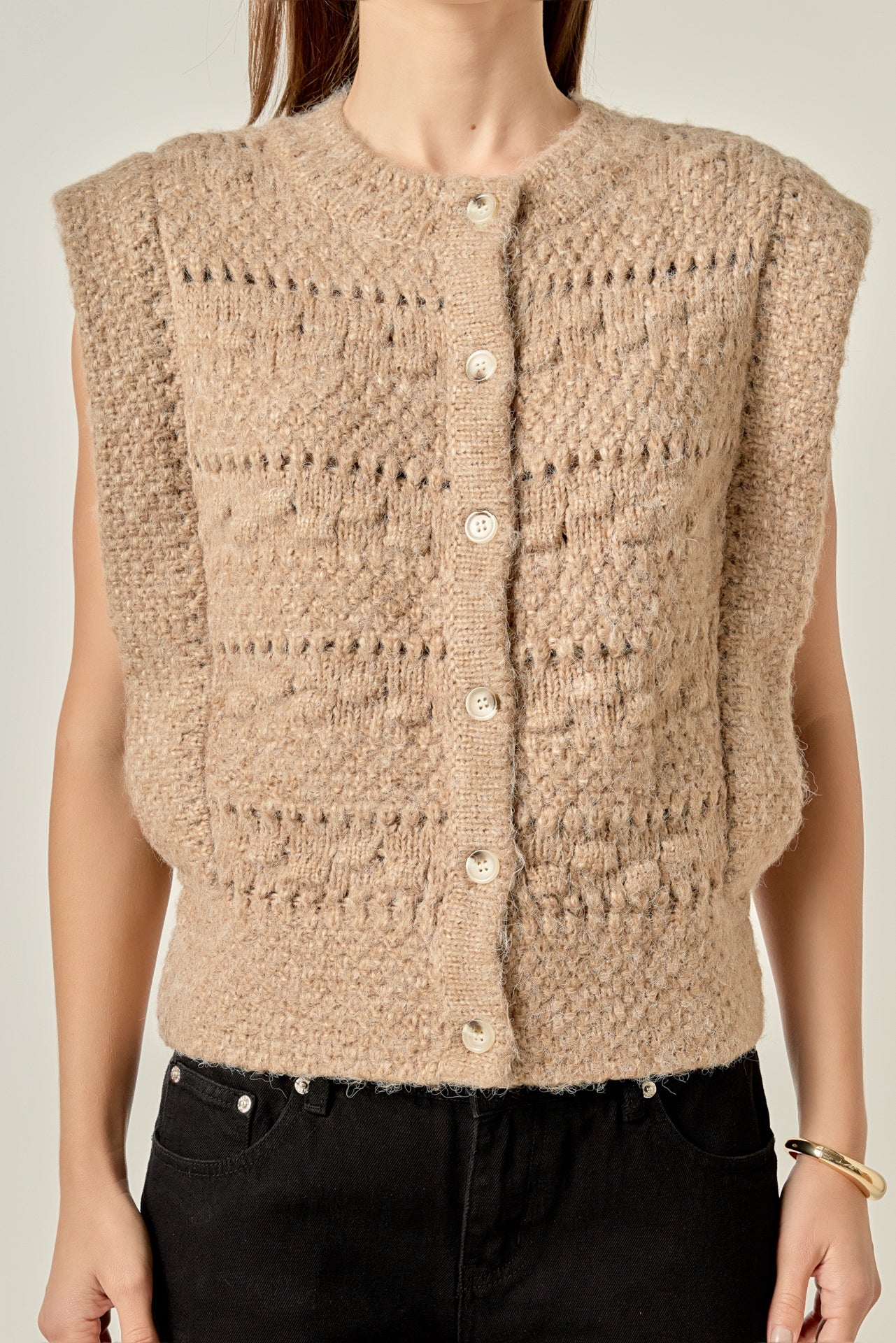 Chunky Textured Knit Vest - Image 2
