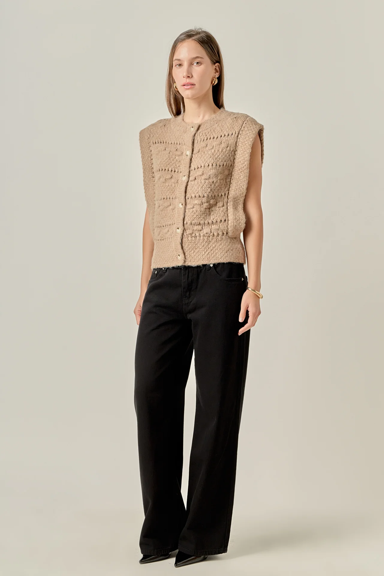 Chunky Textured Knit Vest - Image 3