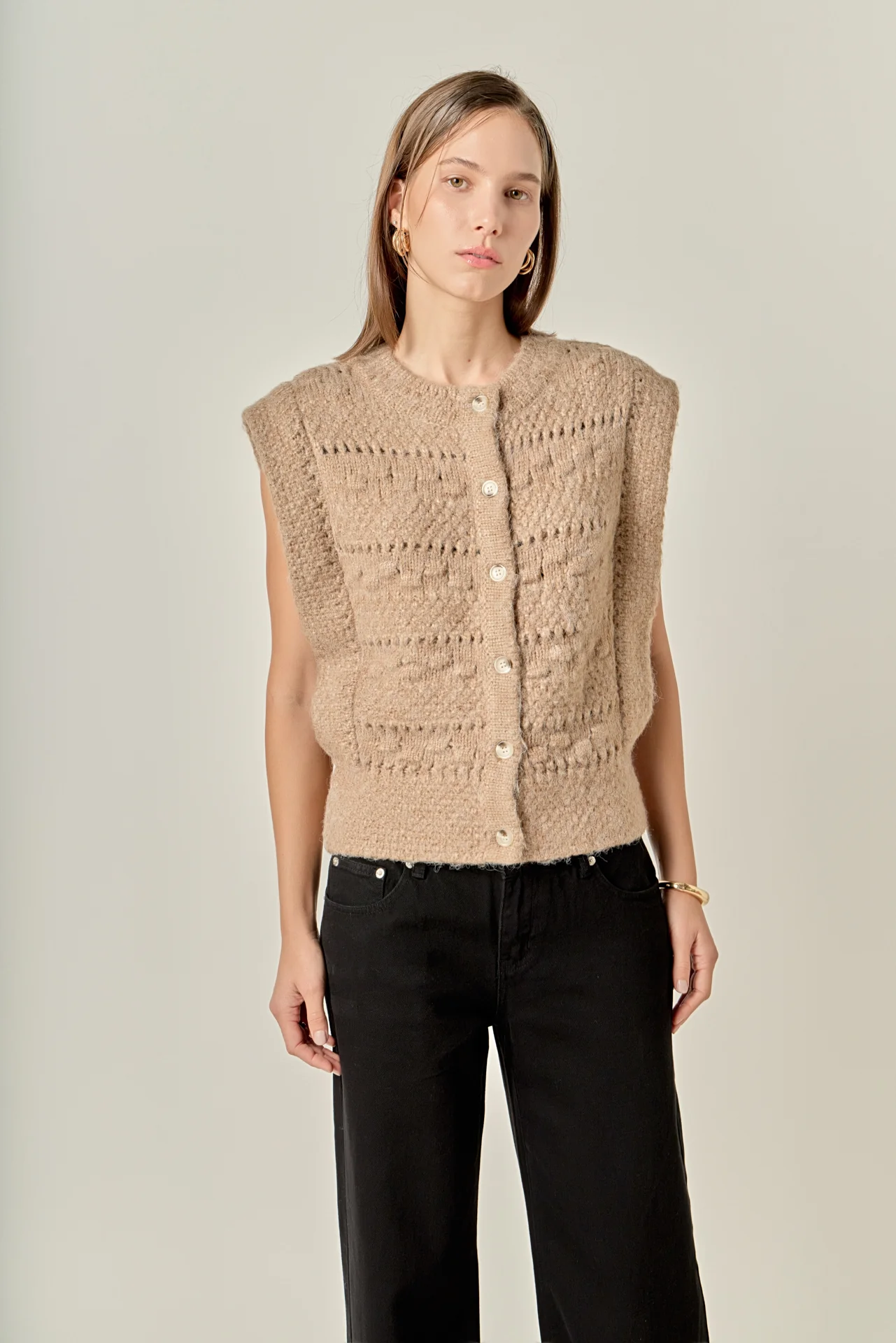 Chunky Textured Knit Vest - Image 5