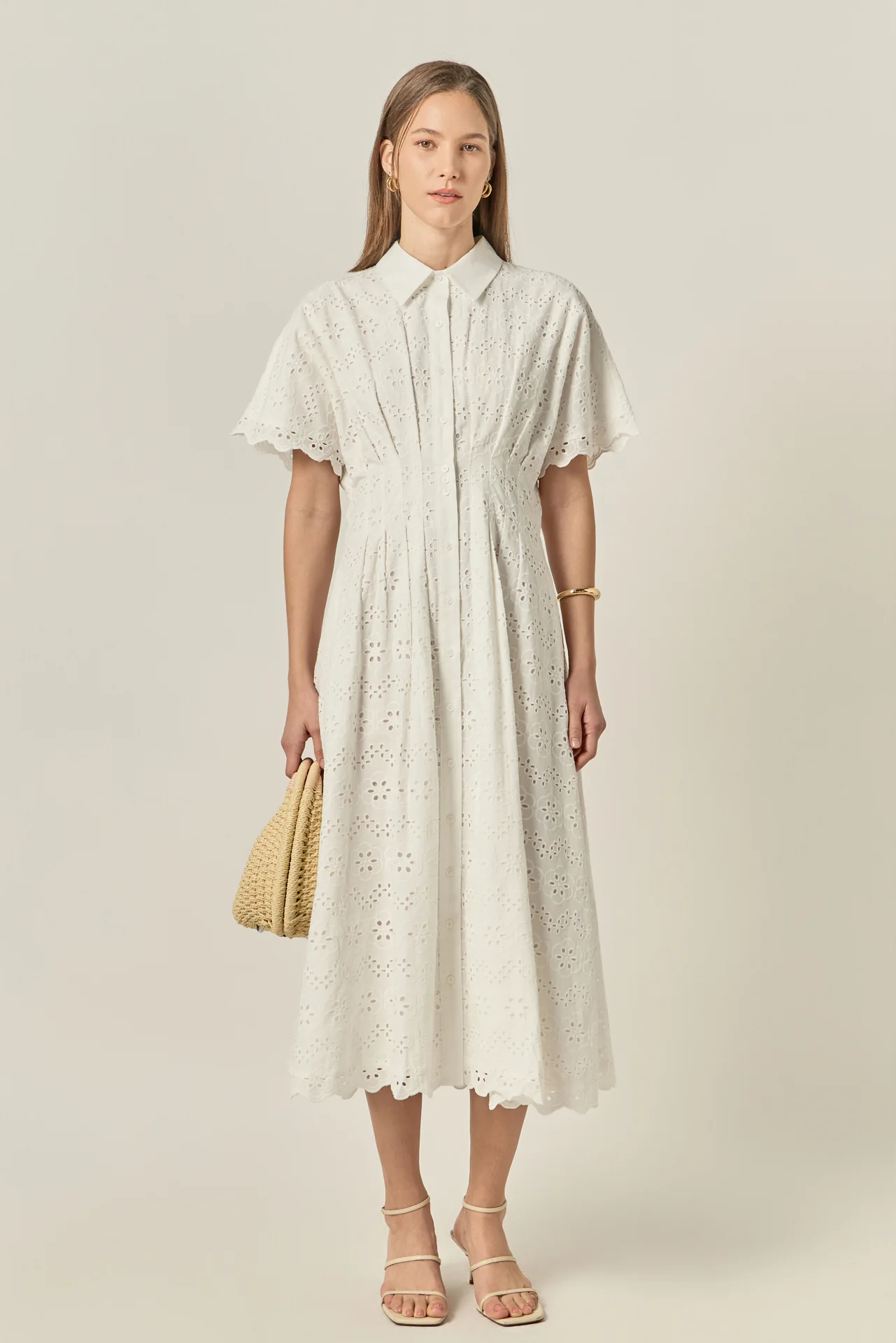 Eyelet Cinched Waist Midi Dress - Image 7