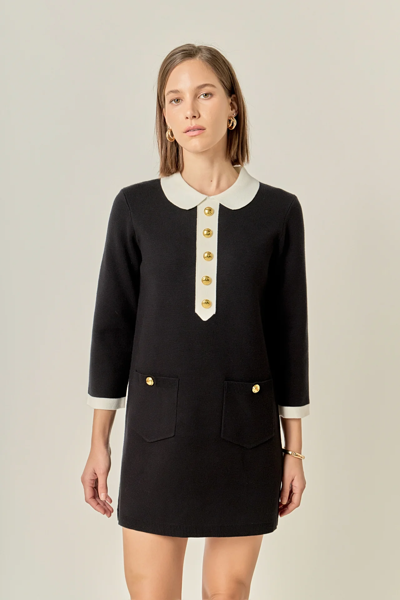 Serena Contrast Collar Knit Mini Dress - Image 5