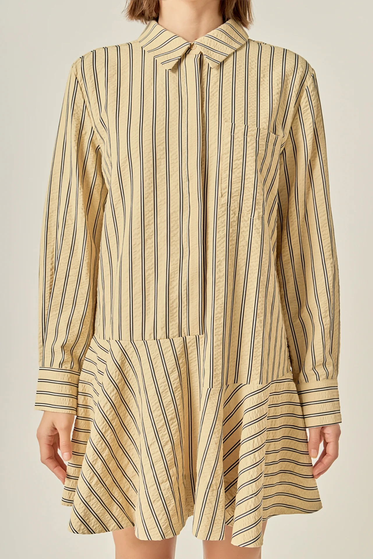 Collar Flare Skirt Dress - Image 2