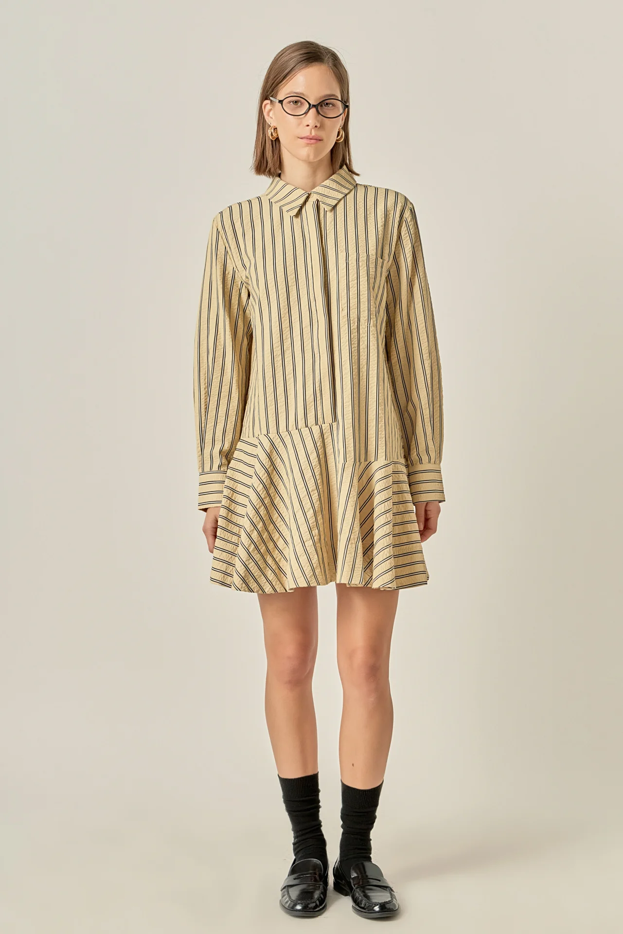 Collar Flare Skirt Dress - Image 3