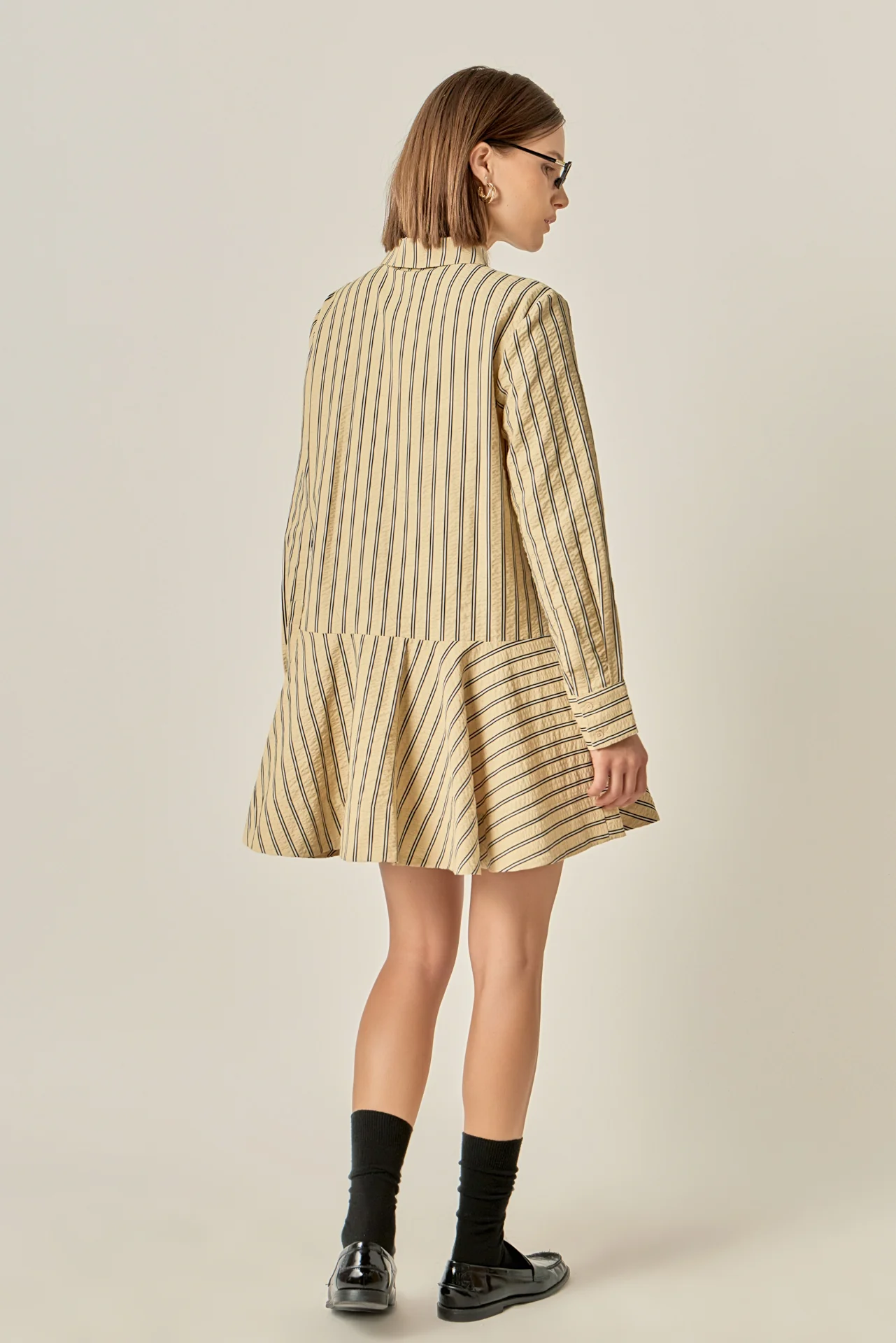 Collar Flare Skirt Dress - Image 4