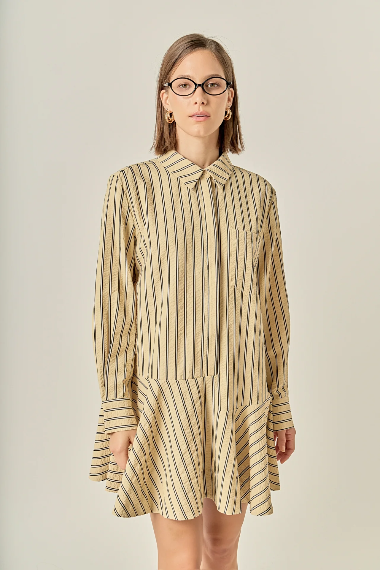 Collar Flare Skirt Dress - Image 5