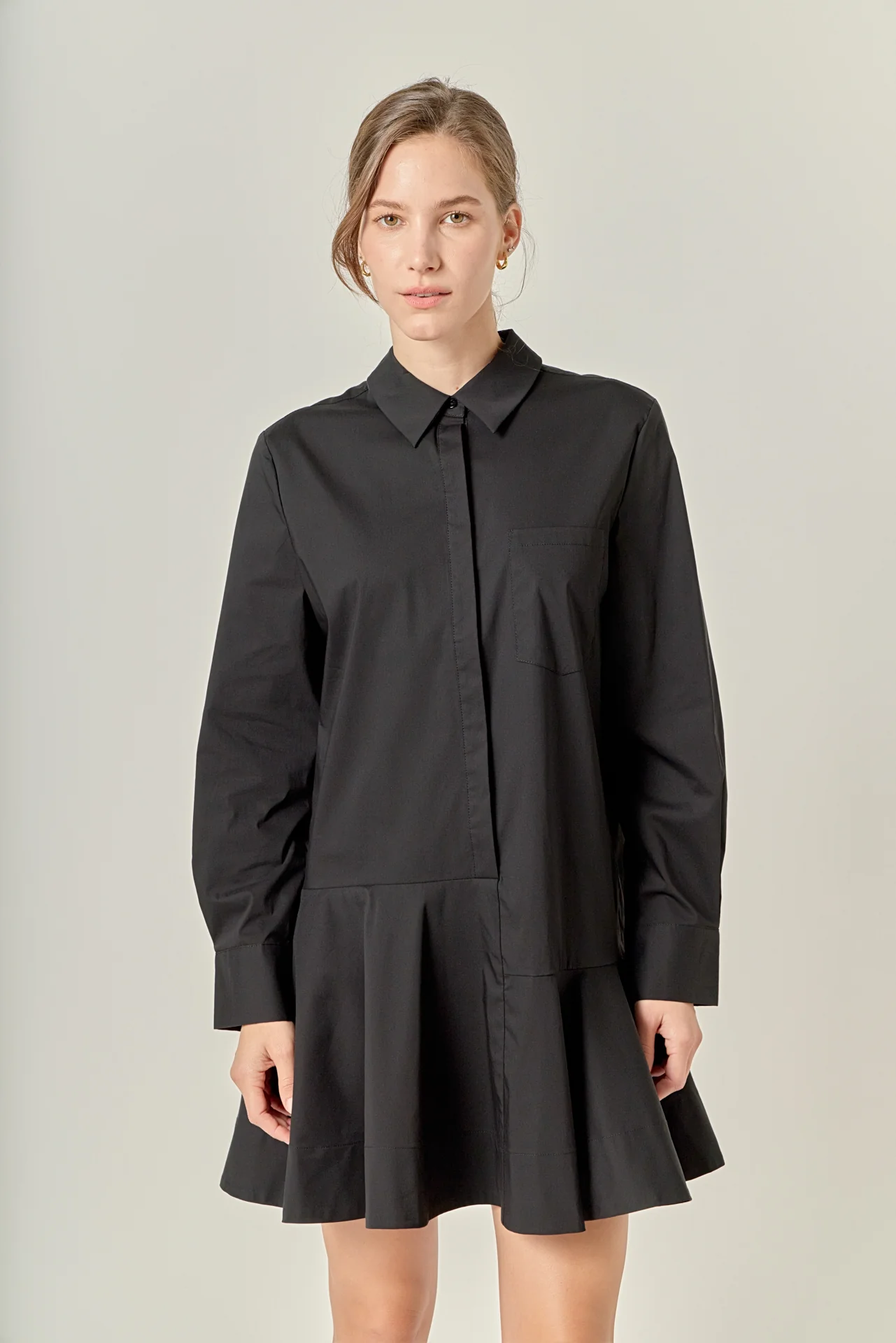 Collar Flare Skirt Dress - Image 16