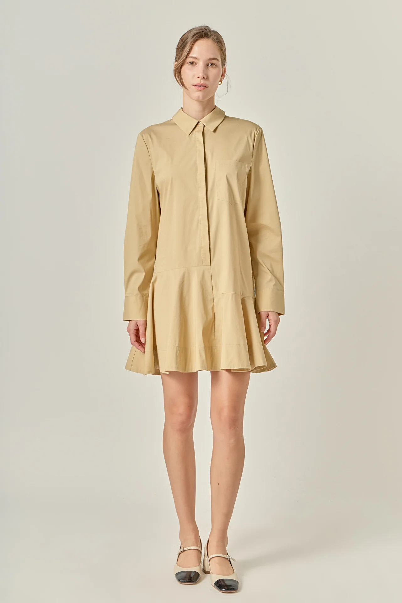 Collar Flare Skirt Dress - Image 17