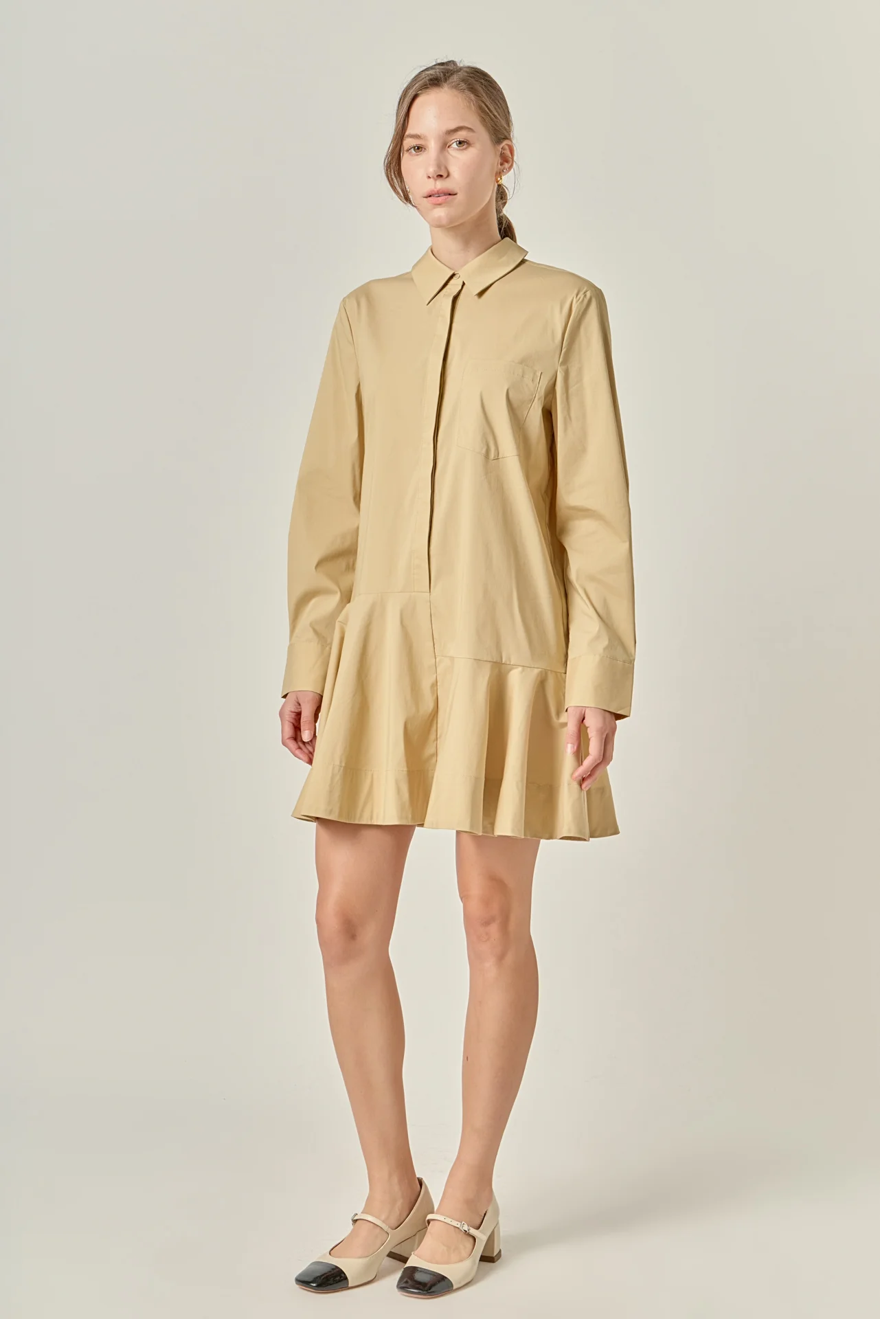 Collar Flare Skirt Dress - Image 19