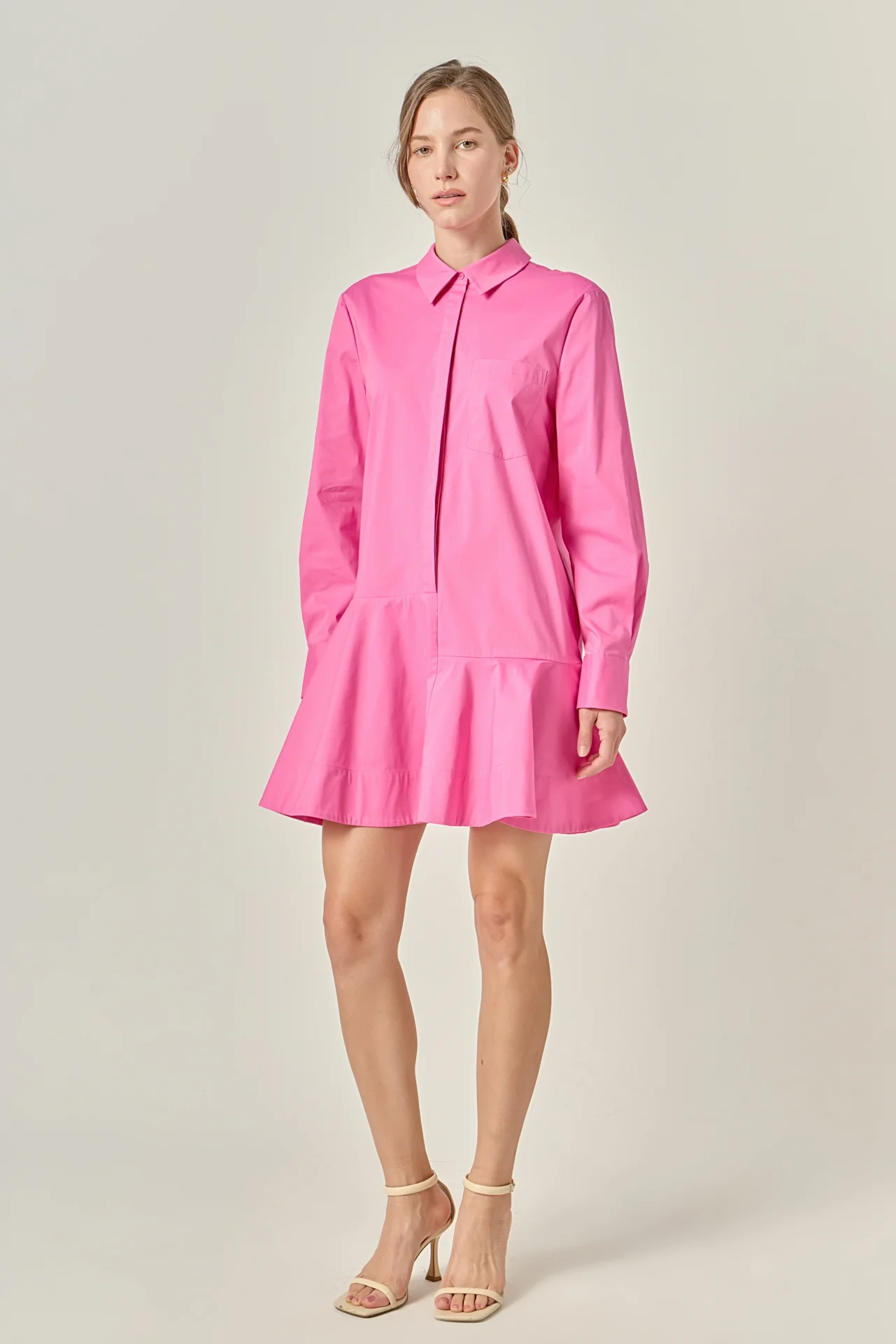 Collar Flare Skirt Dress - Image 24