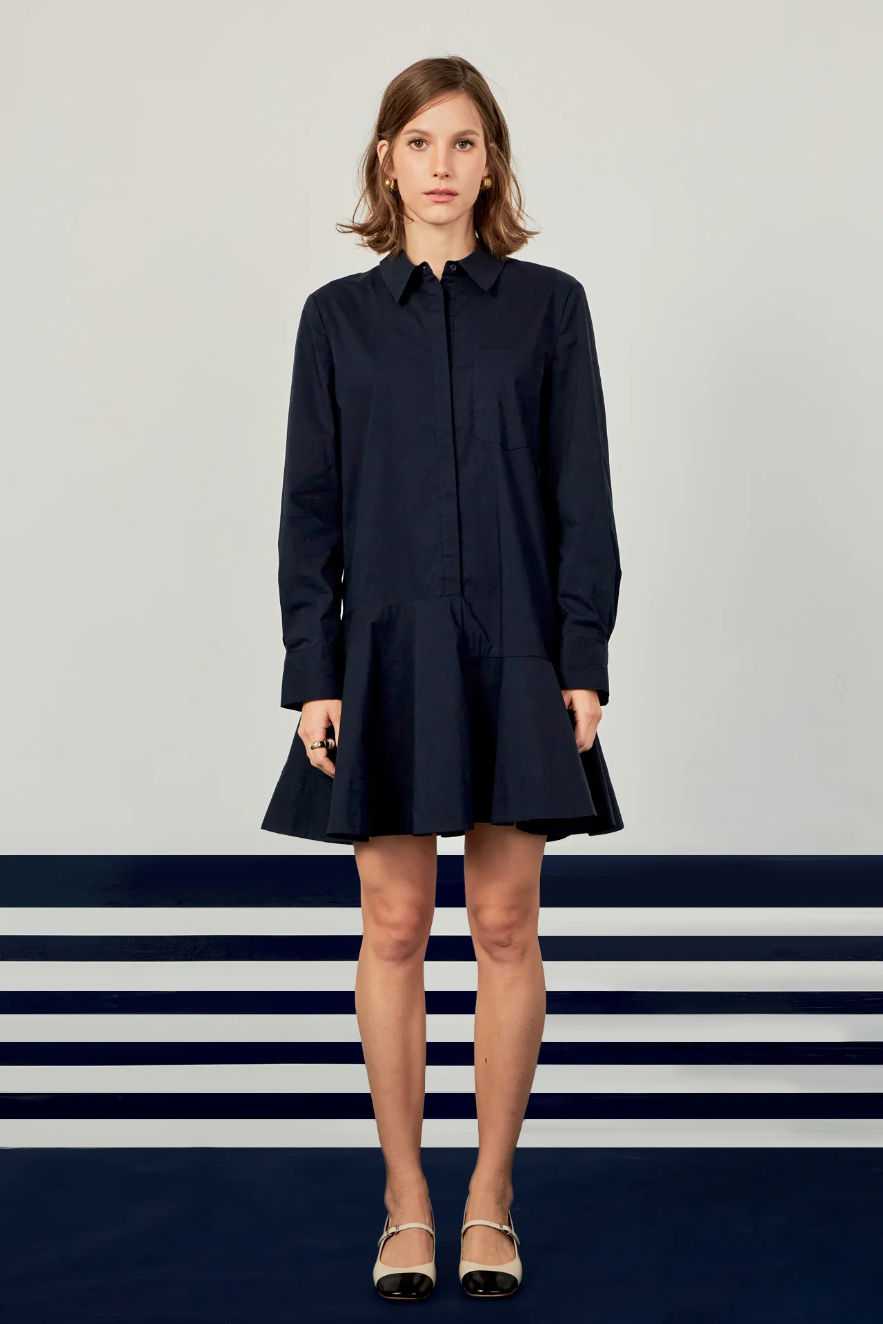Collar Flare Skirt Dress - Image 27