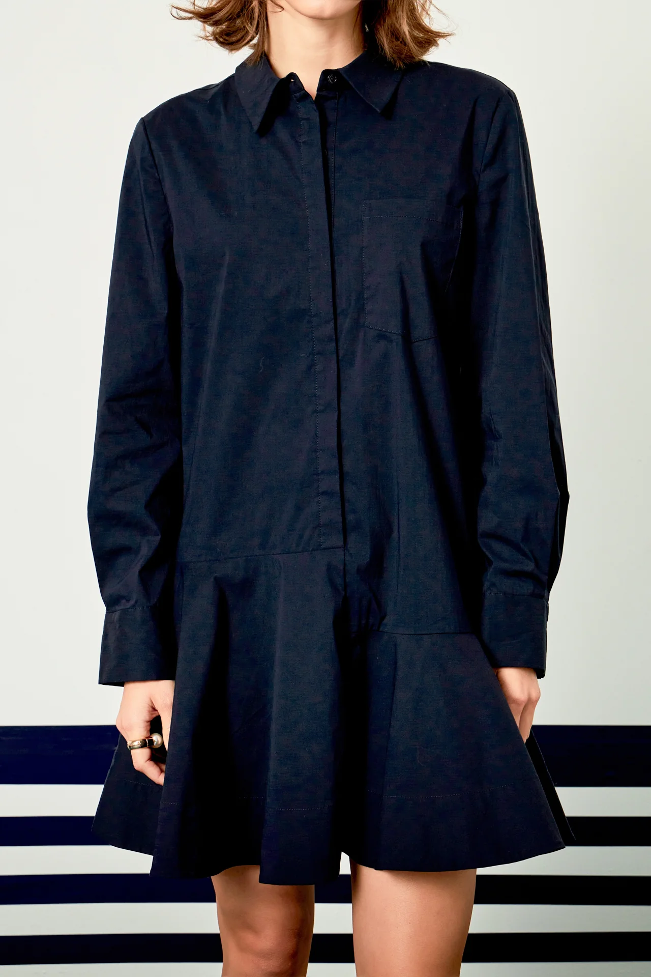 Collar Flare Skirt Dress - Image 28