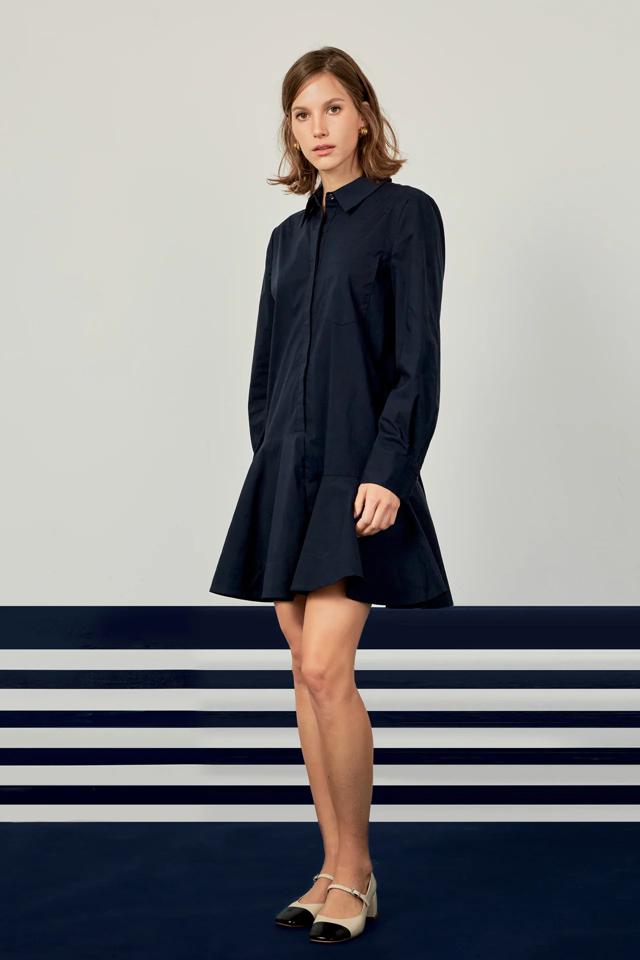 Collar Flare Skirt Dress - Image 29