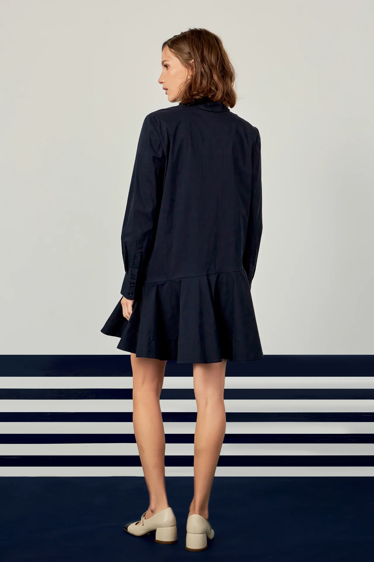 Collar Flare Skirt Dress - Image 30