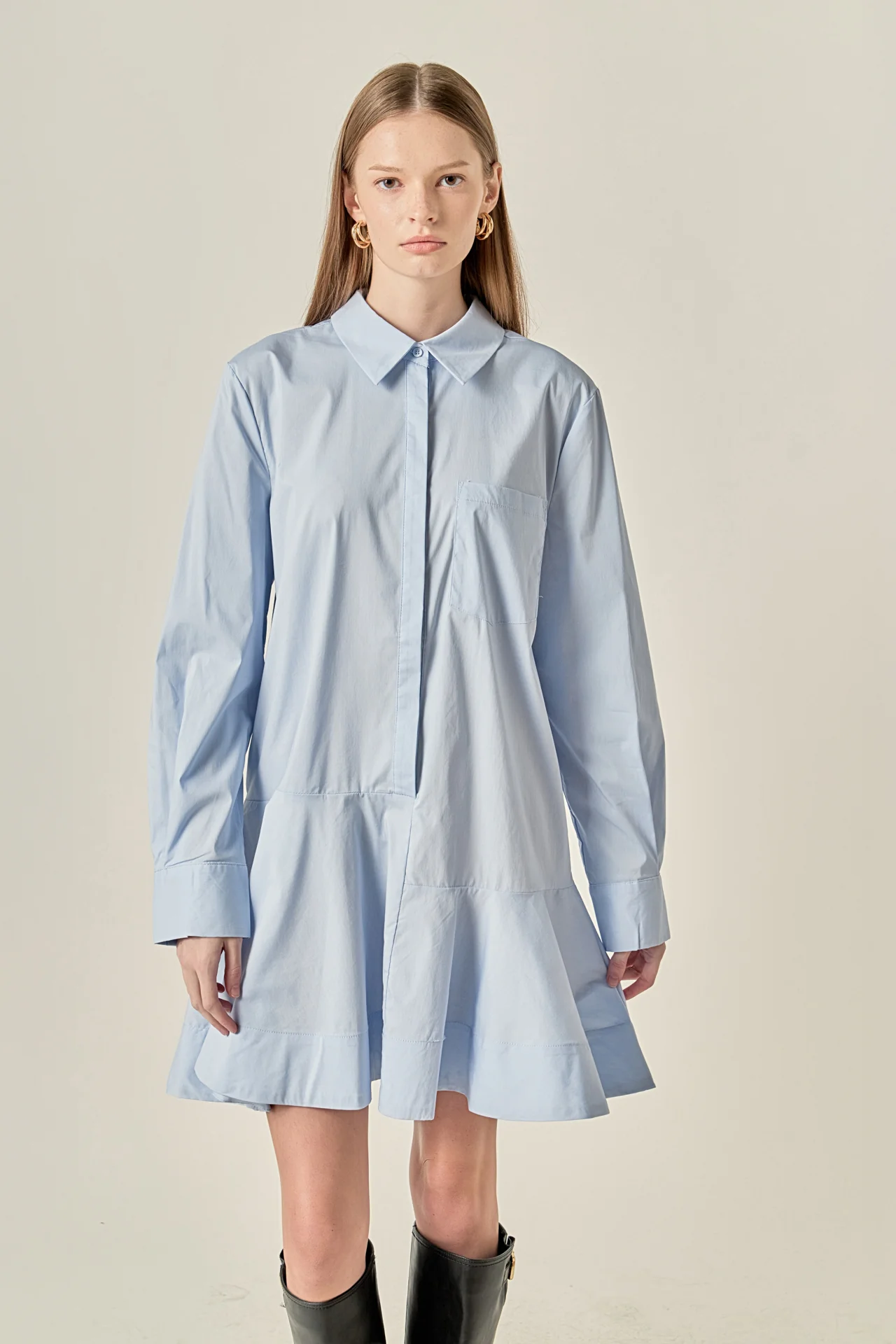 Collar Flare Skirt Dress - Image 5