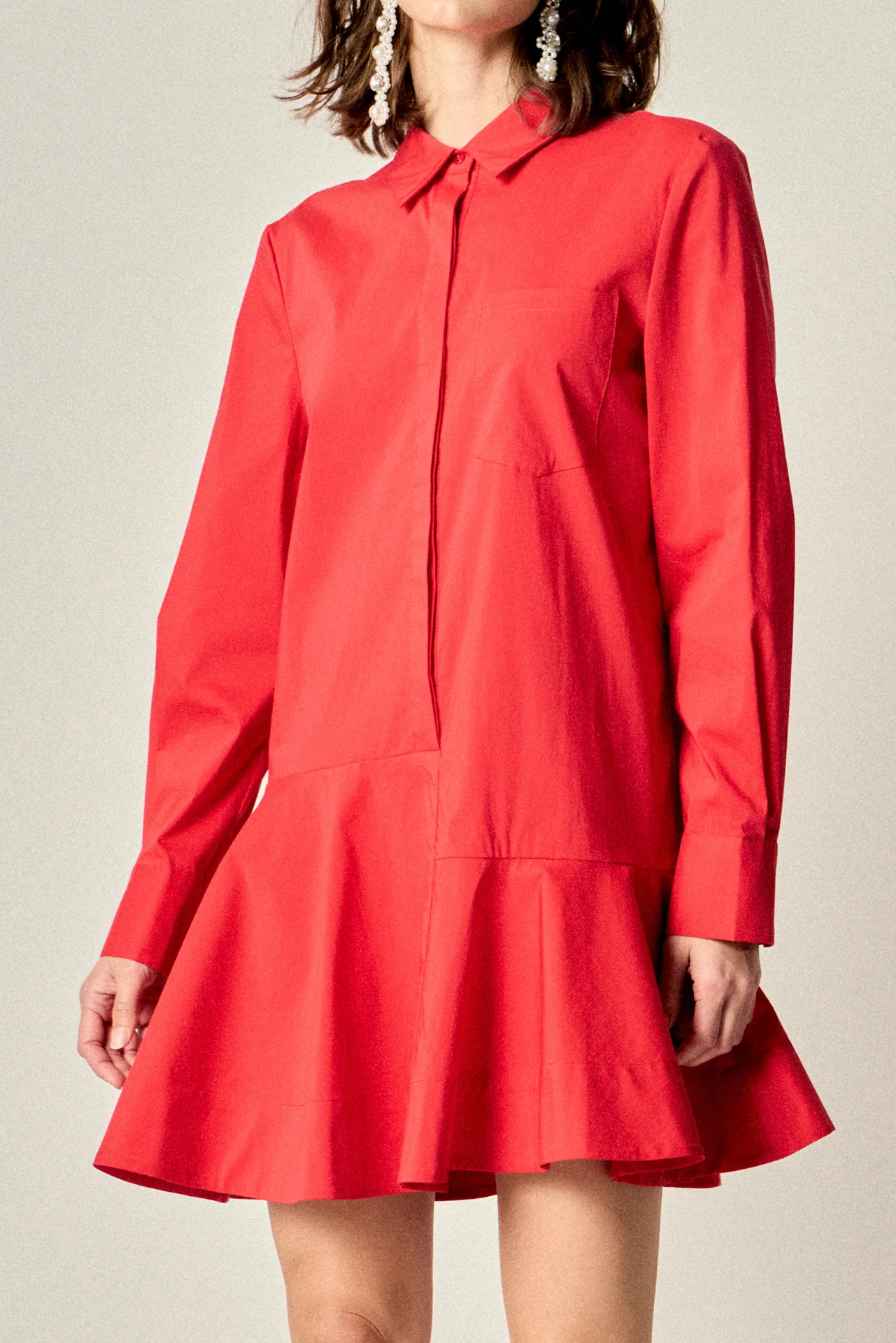 Collar Flare Skirt Dress - Image 7