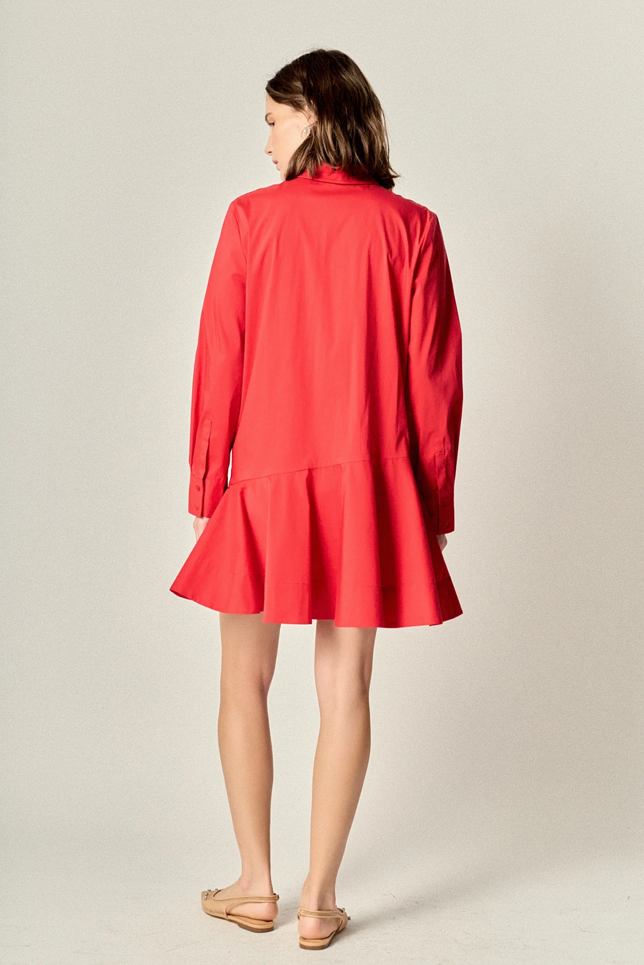 Collar Flare Skirt Dress - Image 9