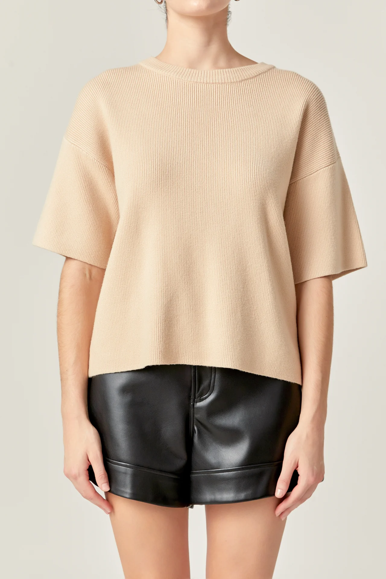 Collar Knit Half Sleeves Top - Image 12
