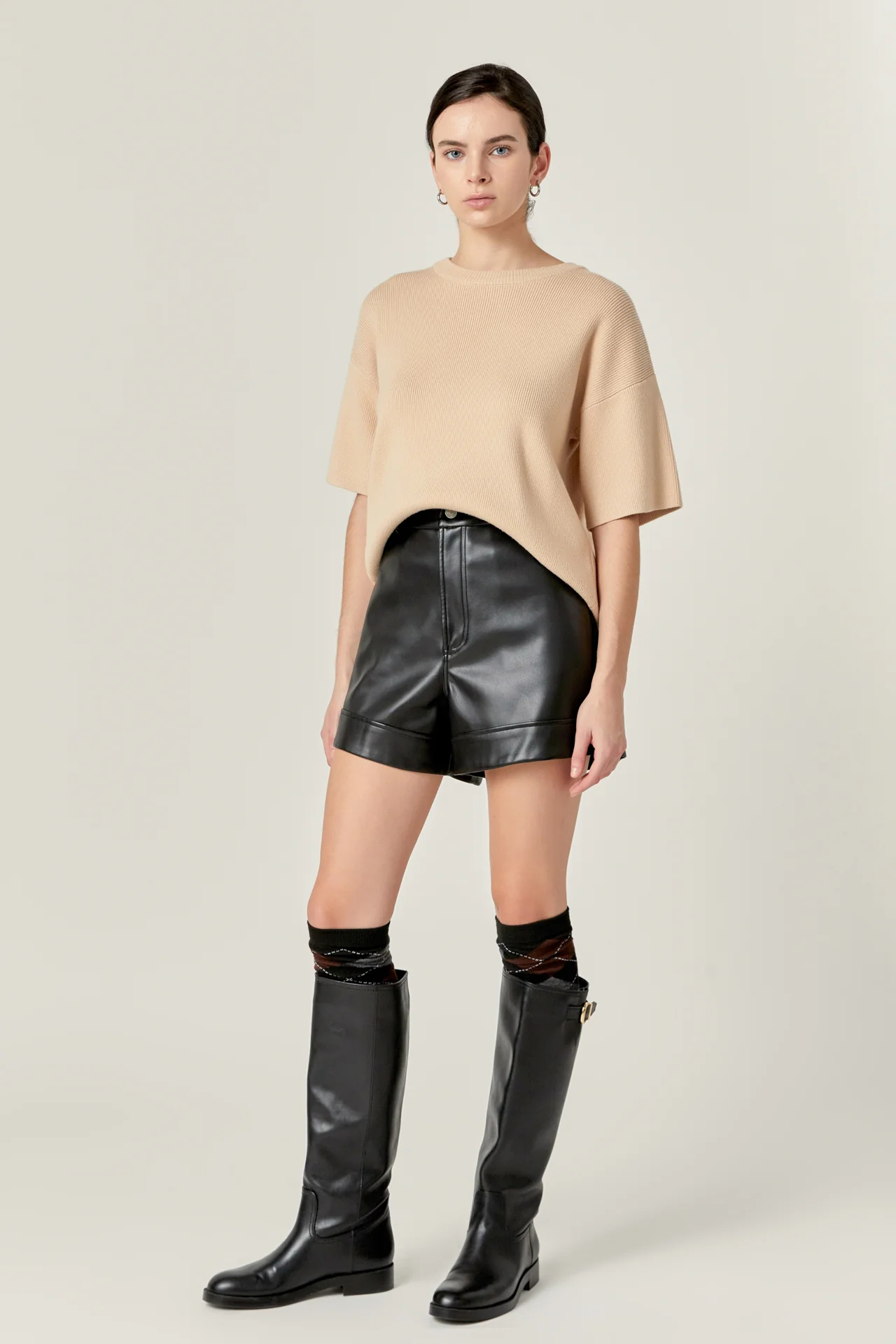 Collar Knit Half Sleeves Top - Image 13