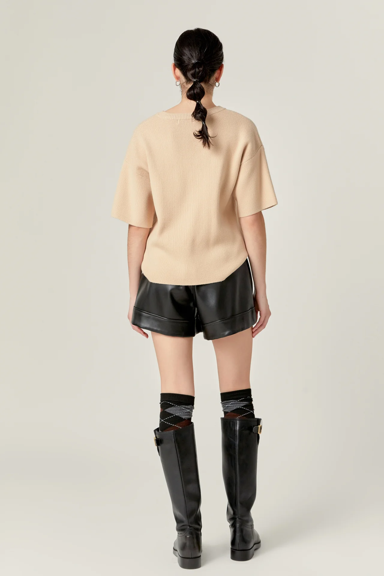 Collar Knit Half Sleeves Top - Image 14
