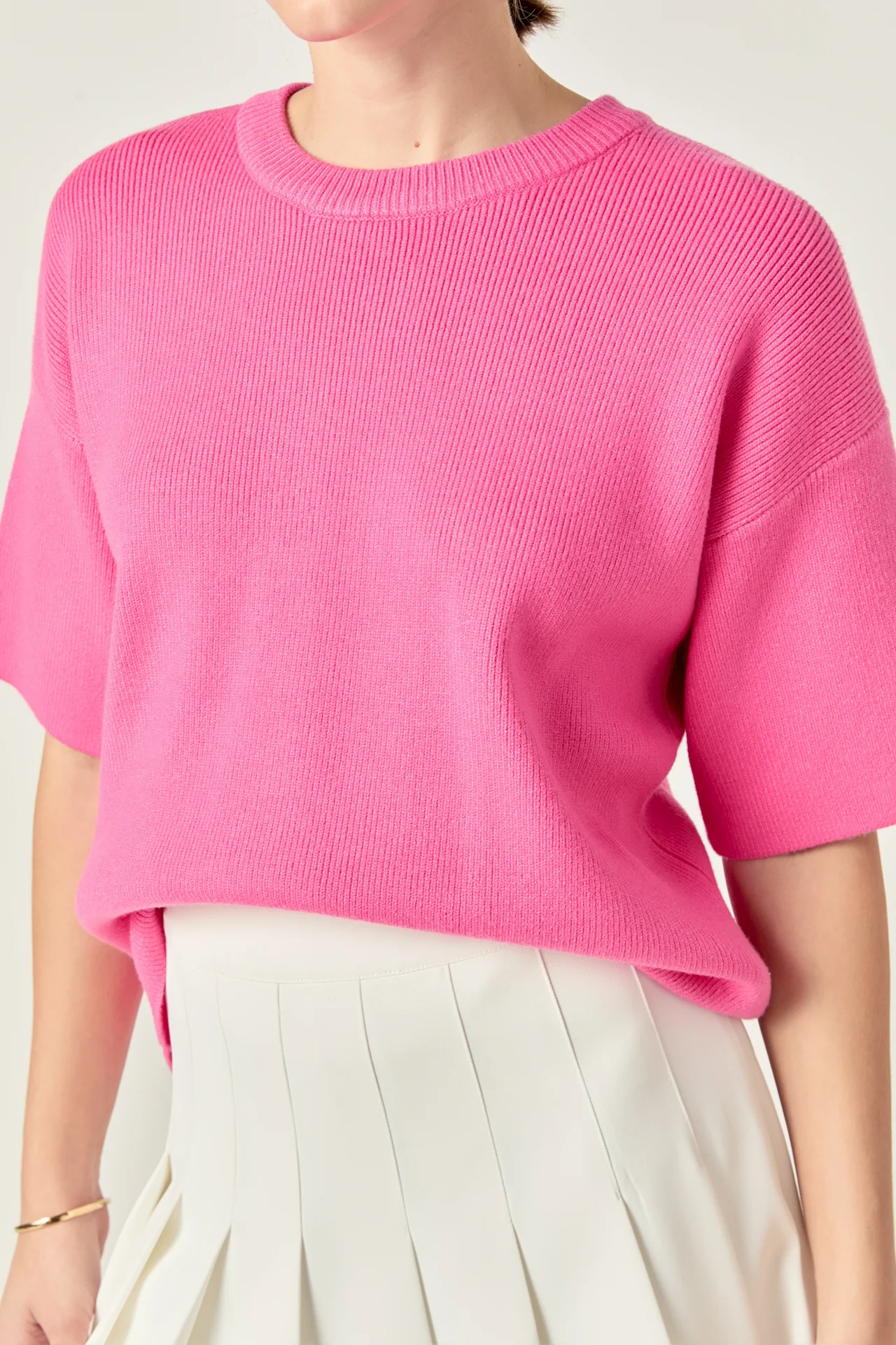 Collar Knit Half Sleeves Top - Image 7