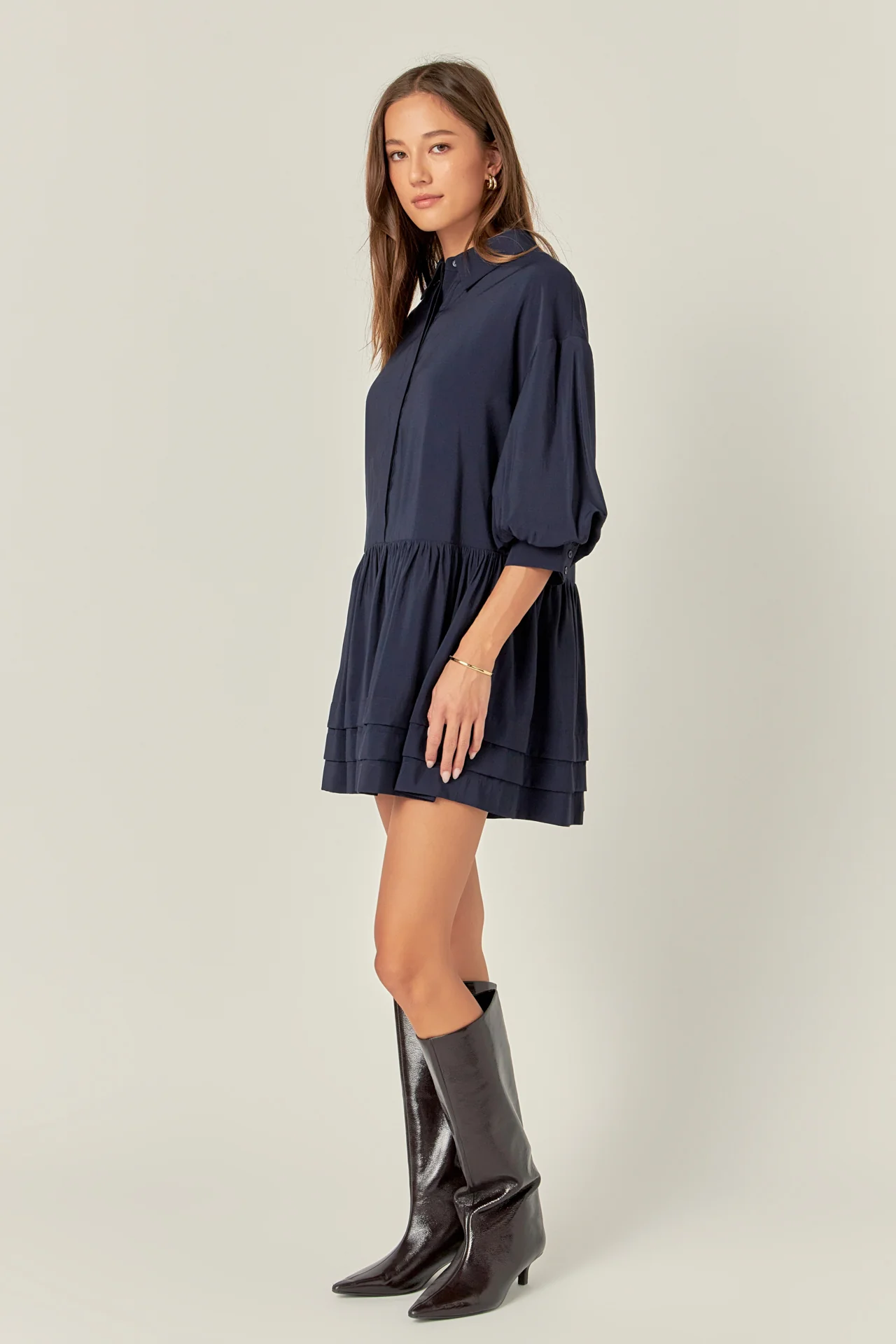 Collared Drop Waist Dress - Image 3
