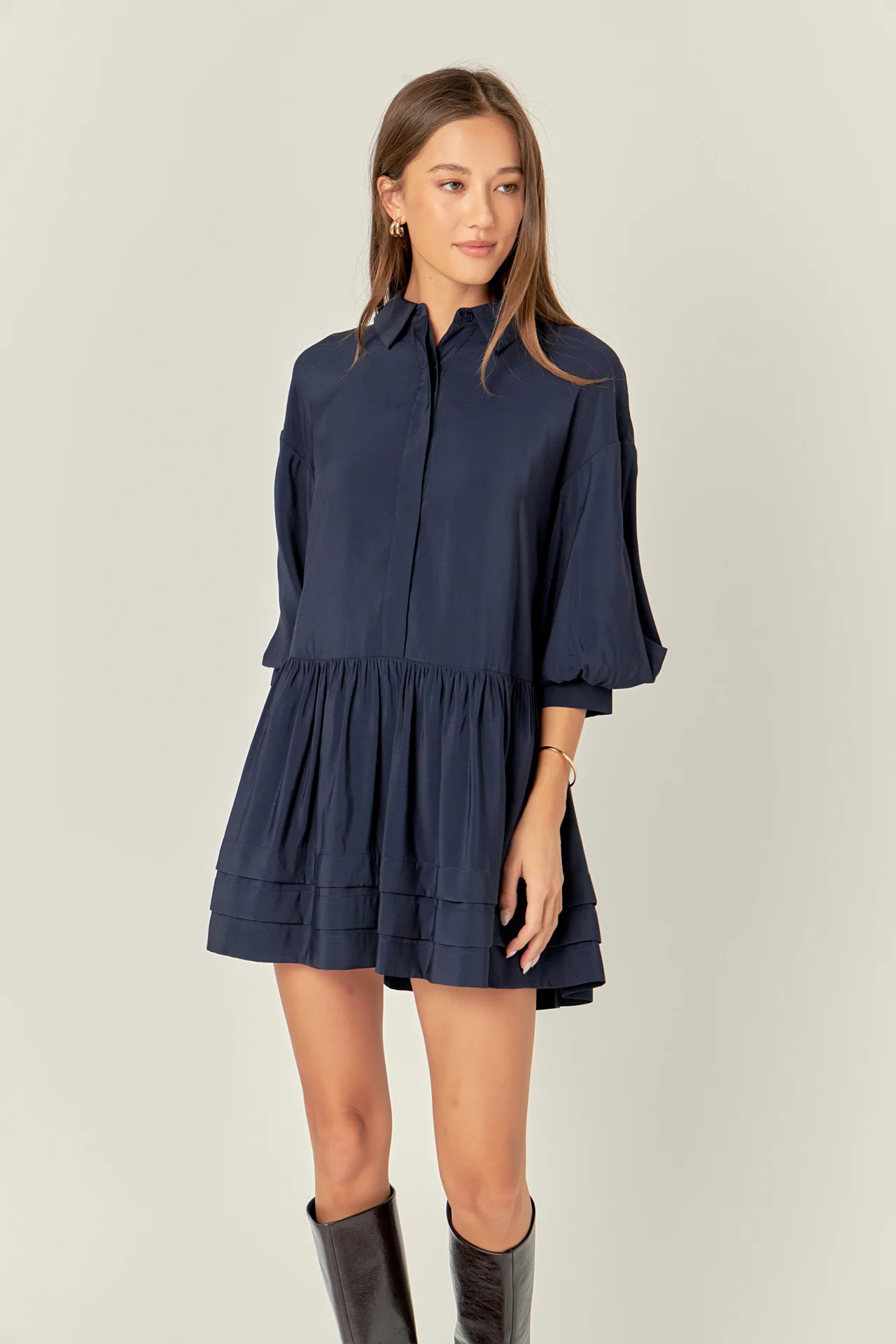 Collared Drop Waist Dress - Image 5