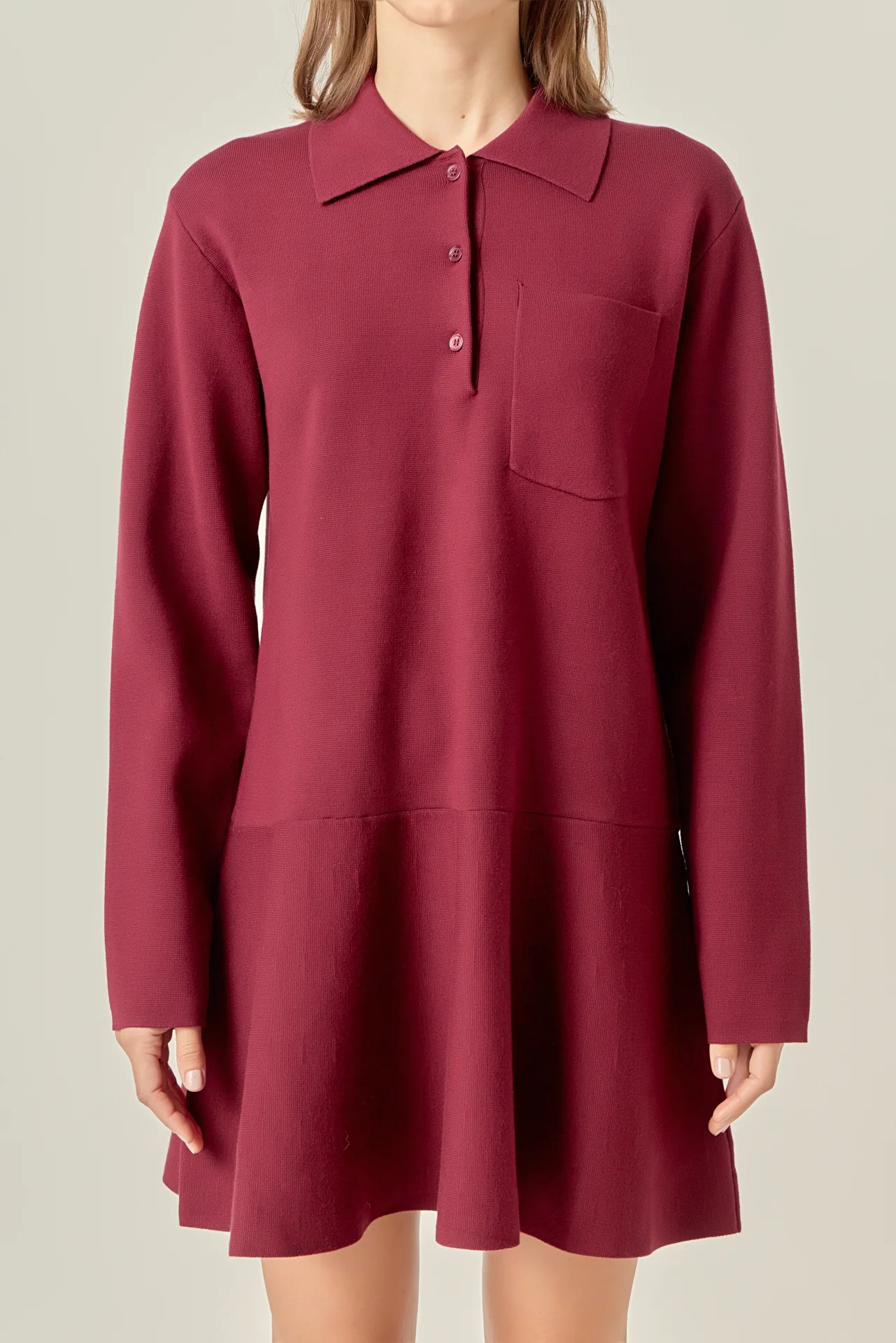 Collared Knit Mini Dress - Image 2