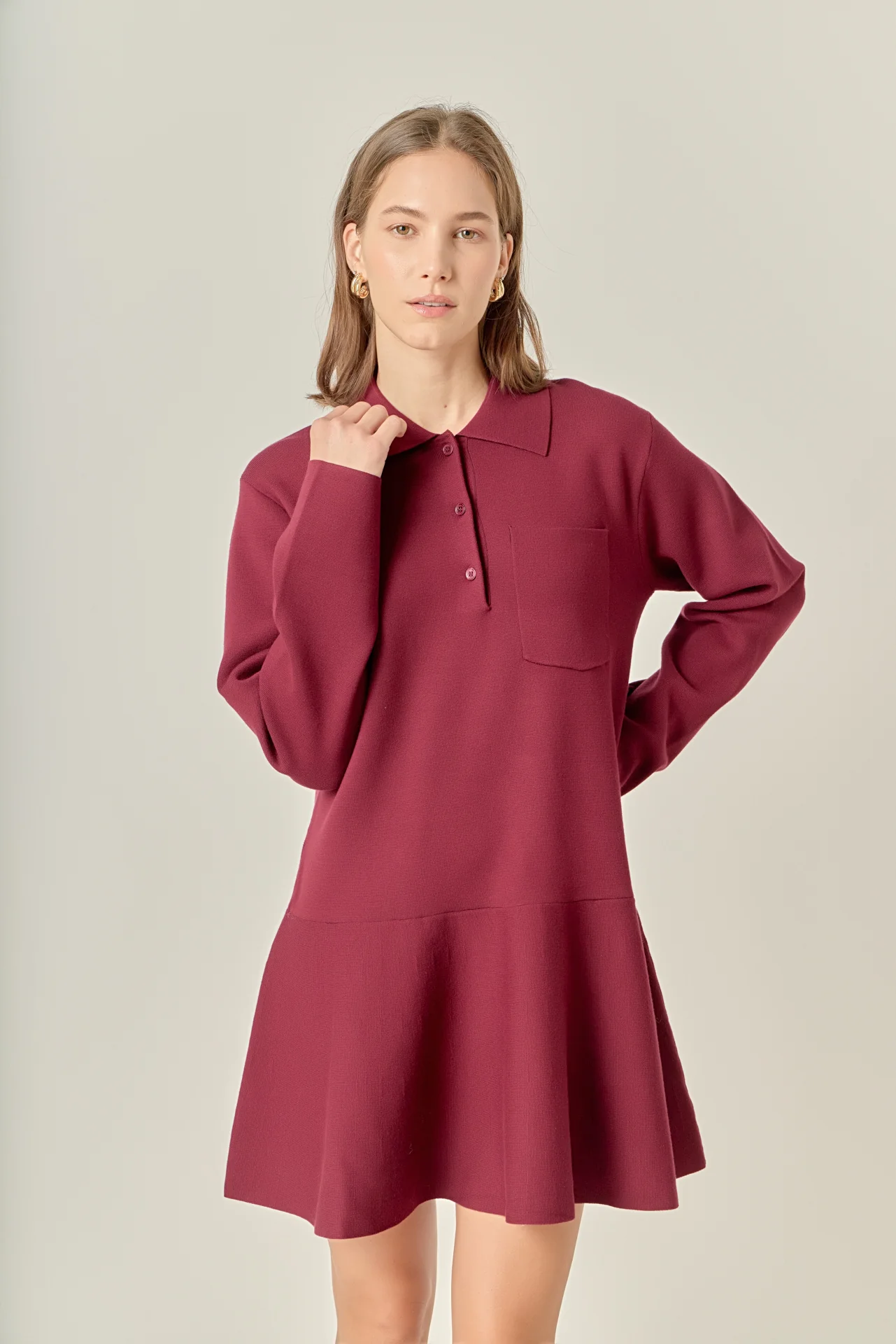 Collared Knit Mini Dress - Image 5