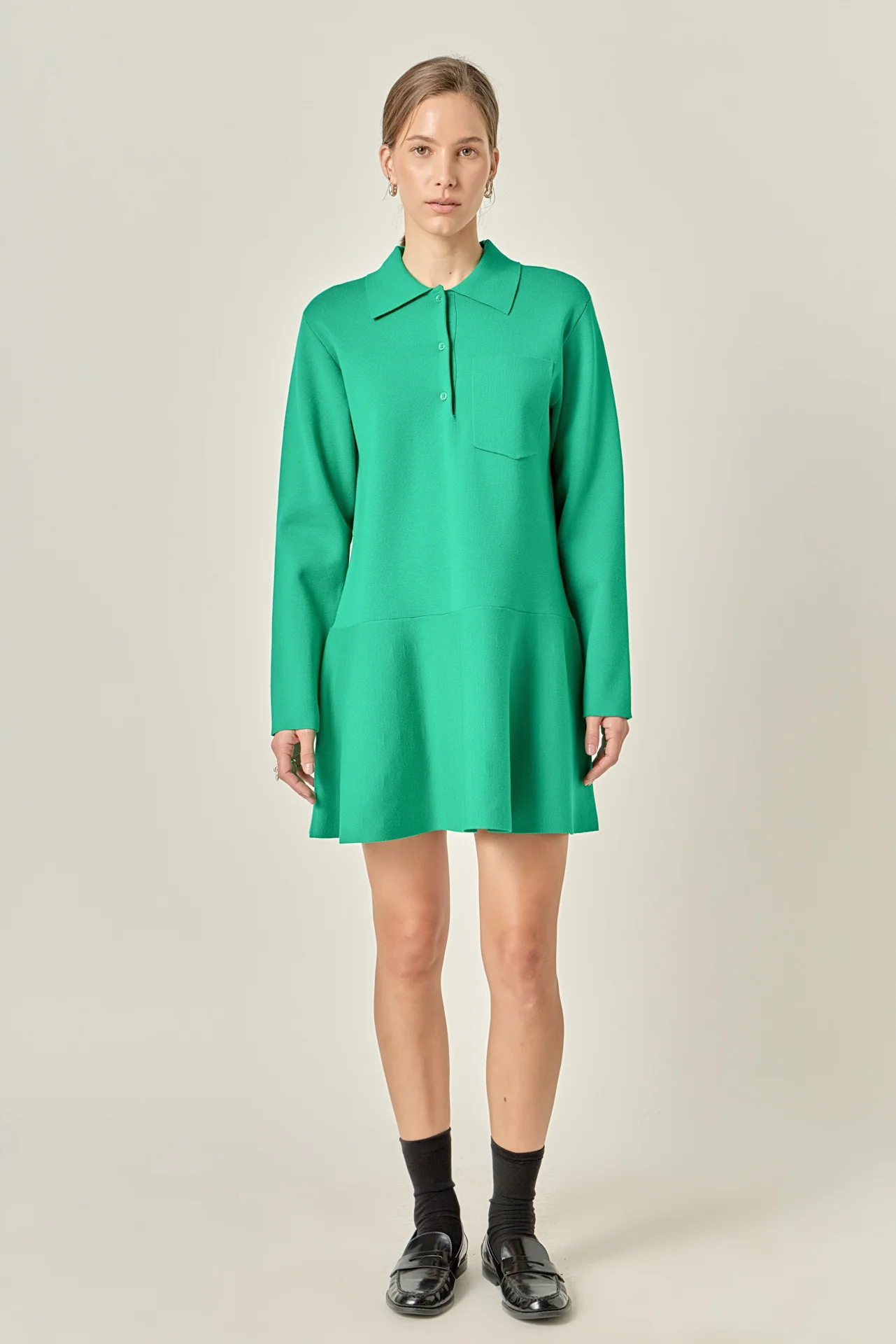 Collared Knit Mini Dress - Image 6