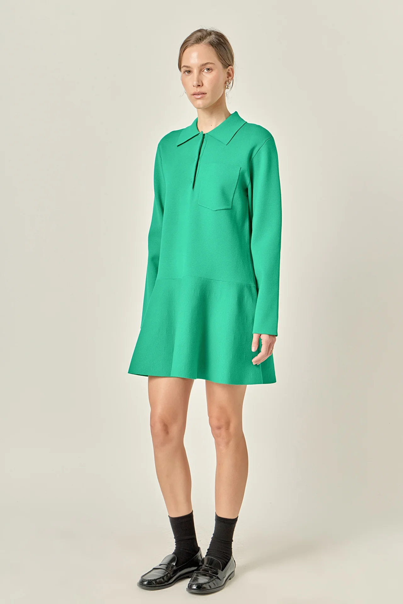 Collared Knit Mini Dress - Image 8