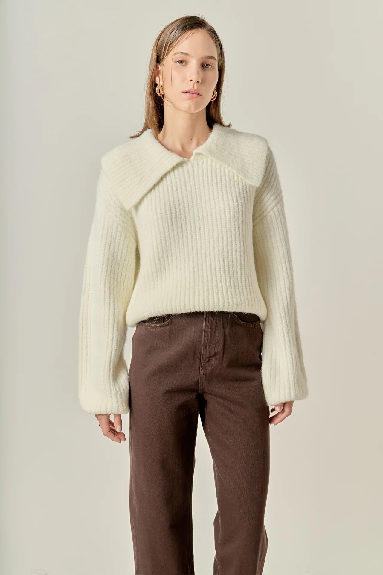 Collared Rib Chunky Sweater - Image 10