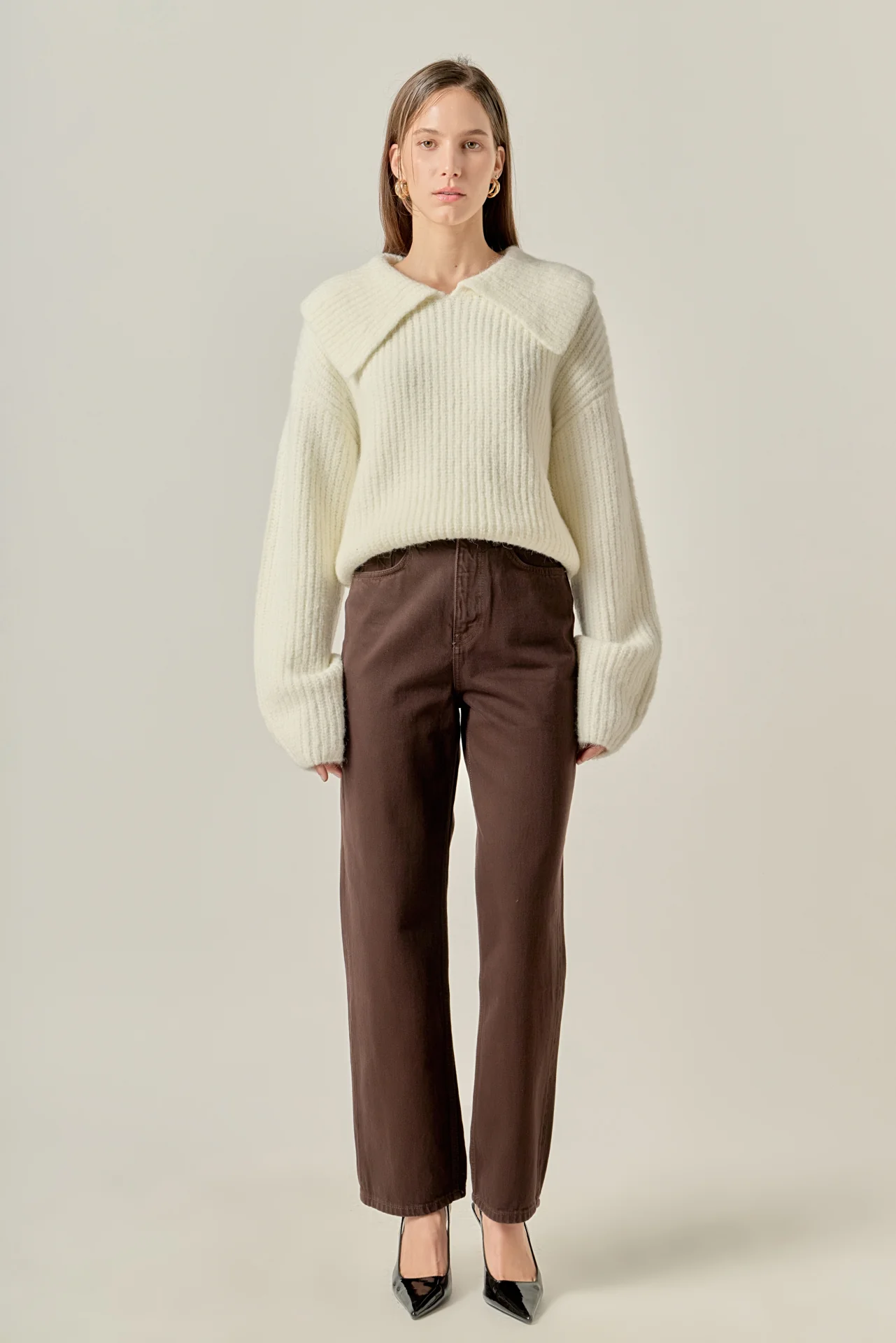 Collared Rib Chunky Sweater - Image 6