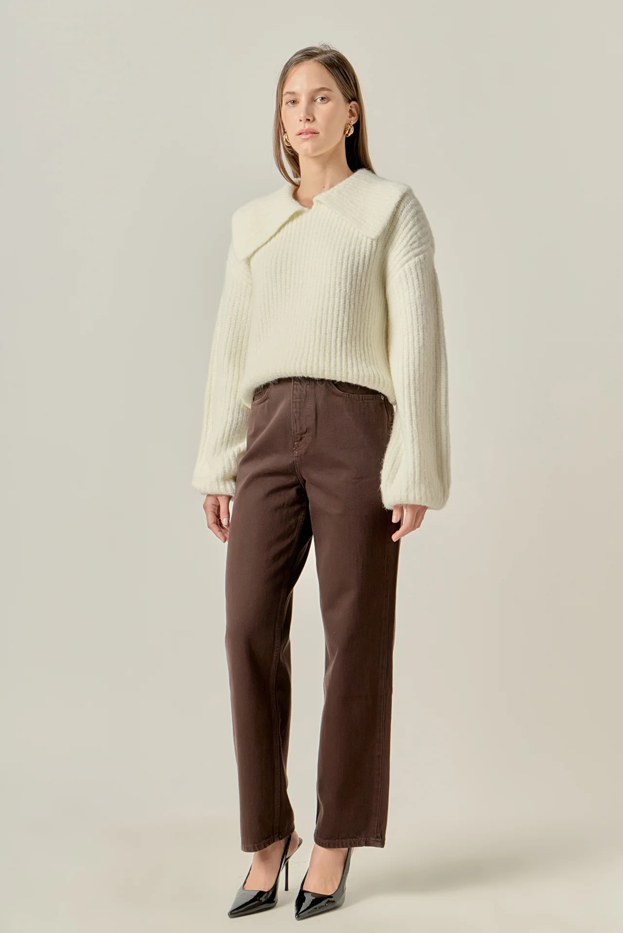 Collared Rib Chunky Sweater - Image 8
