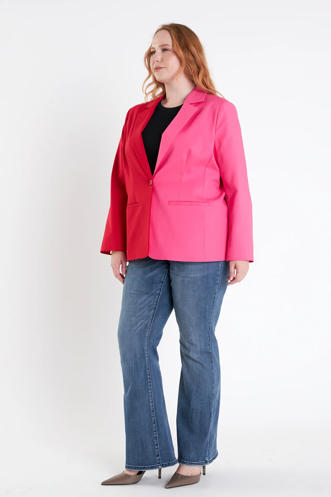 Plus Size Color Block Blazer - Image 3