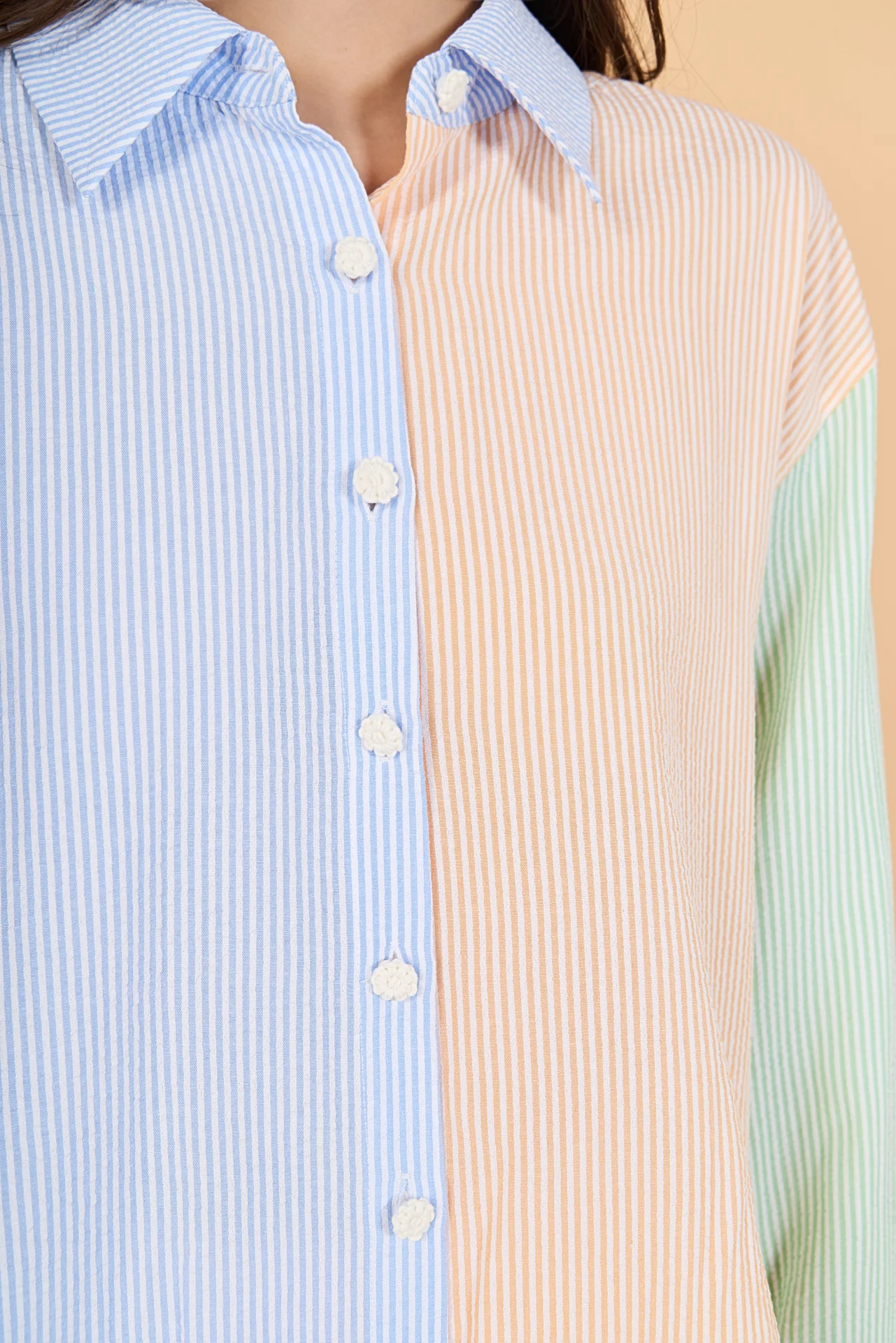 Colorblock Seersucker Button-Down Shirt - Image 3