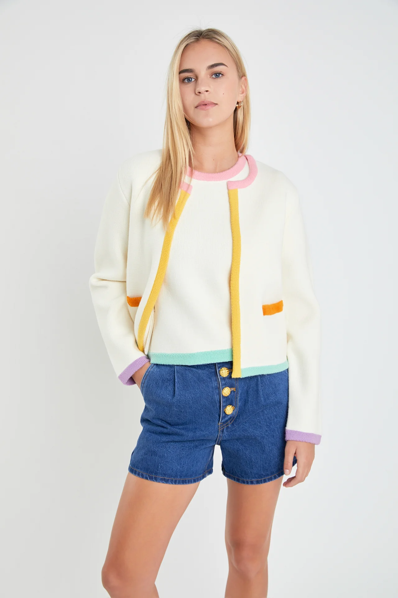 Color Block Sweater Cardigan - Image 10