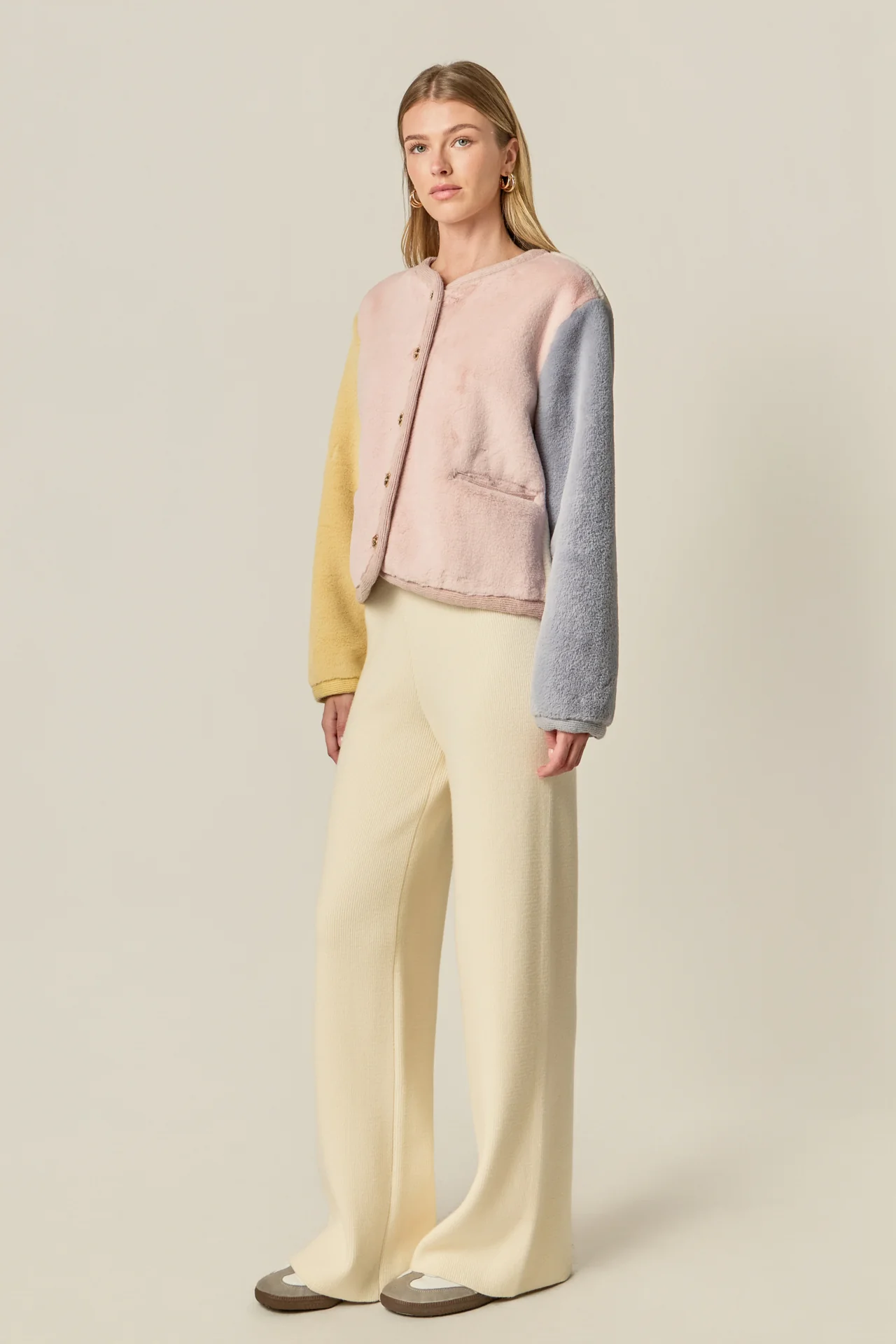 Colorblock Faux Fur Jacket - Image 3