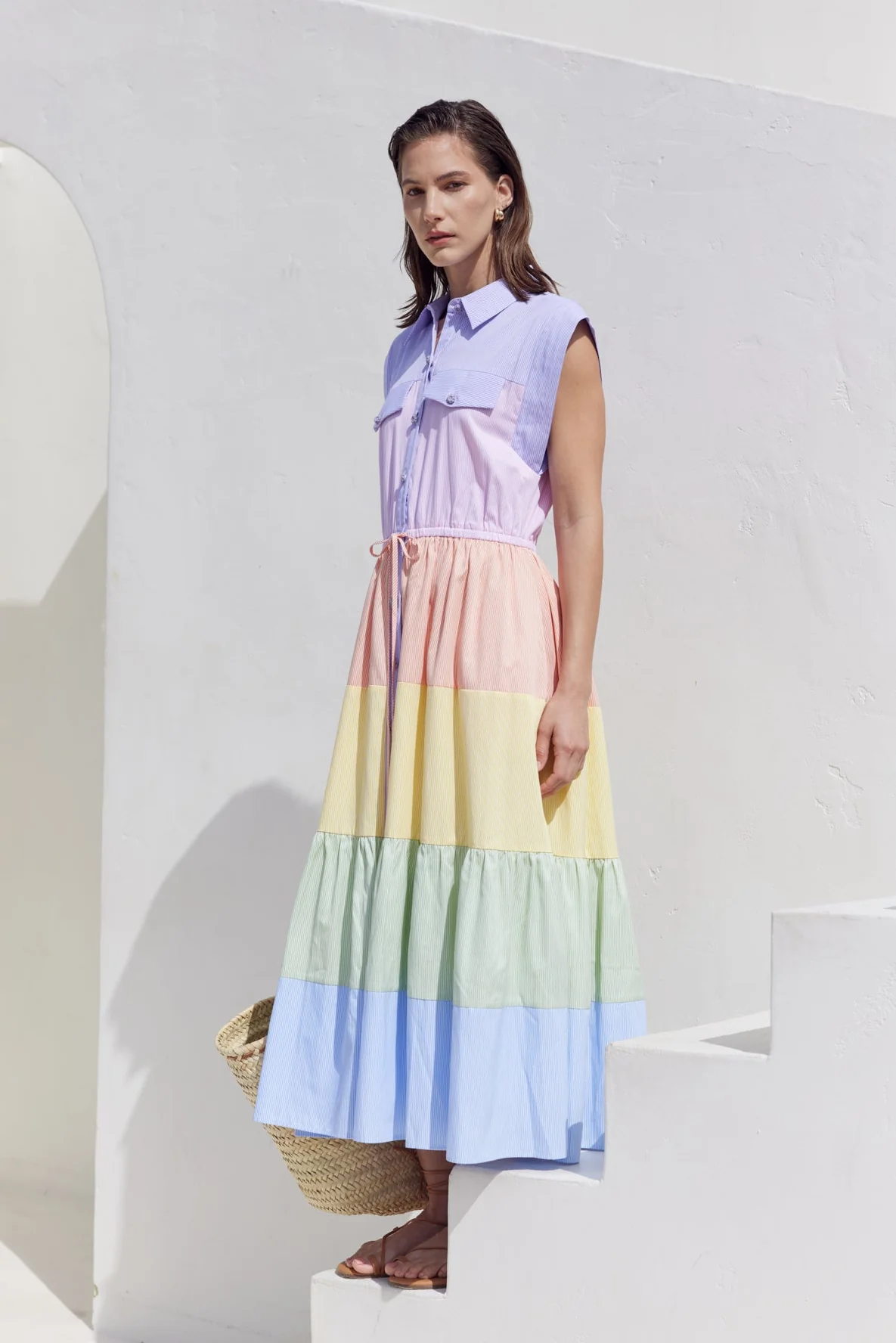 Colorblock Shirt Midi Dress - Image 3