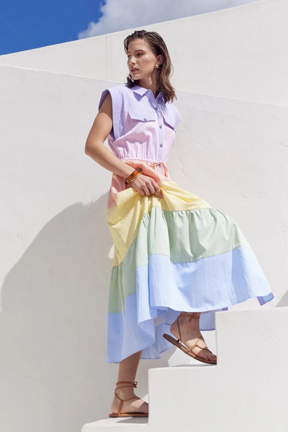 Colorblock Shirt Midi Dress - Image 5