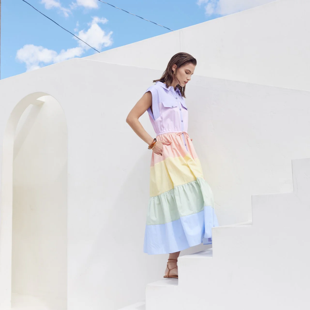 Colorblock Shirt Midi Dress - Image 6