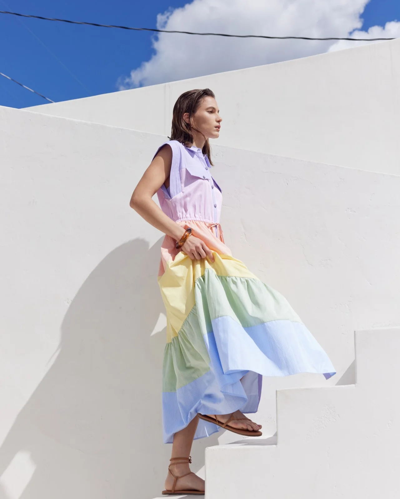 Colorblock Shirt Midi Dress - Image 7