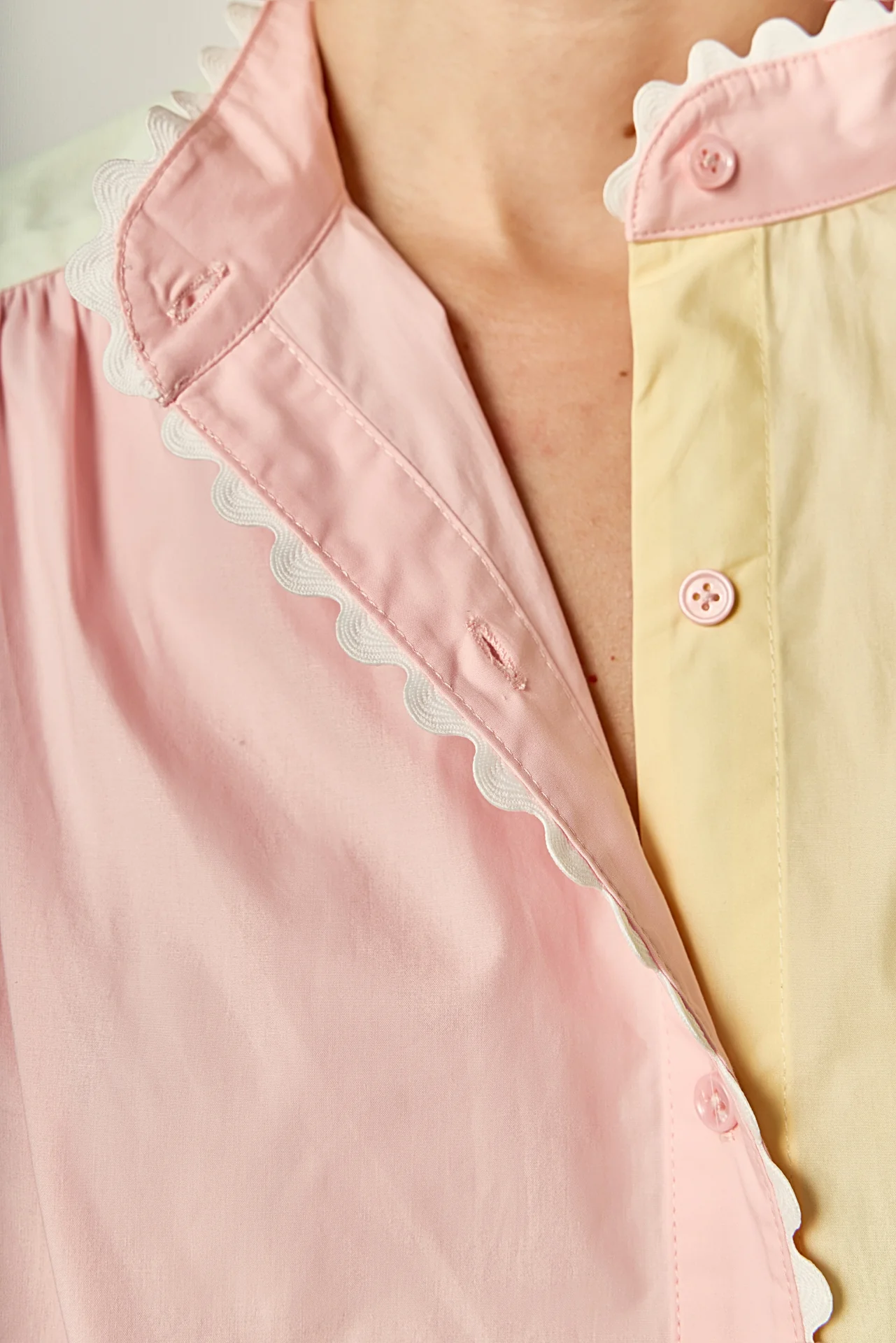 Ric Rac Trim Colorblock Button-Up Shirt - Image 3