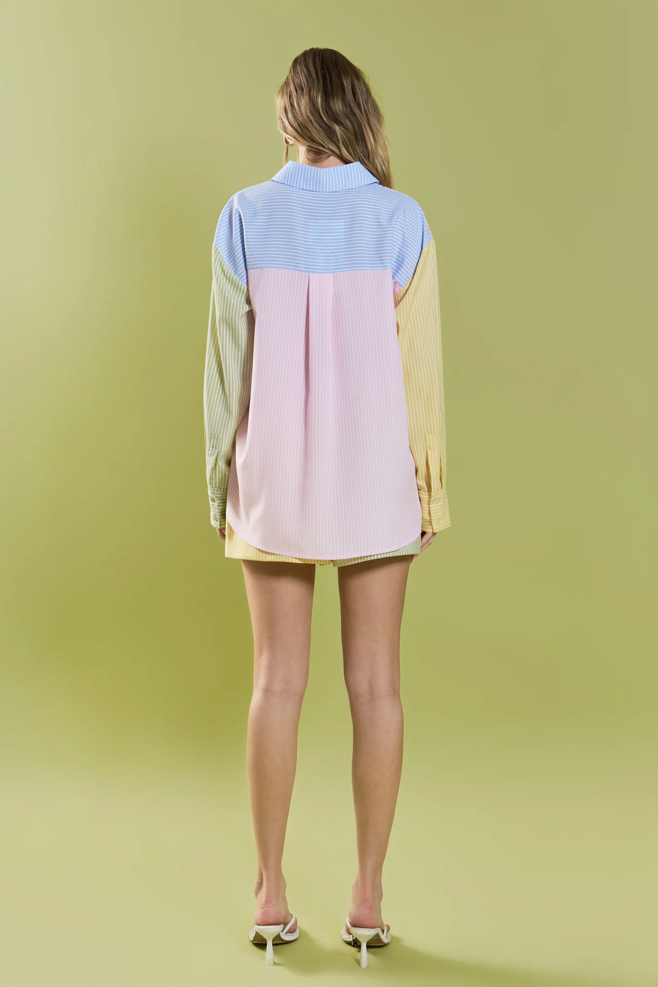 Colorblock Stripe Elastic Waist Shorts - Image 4