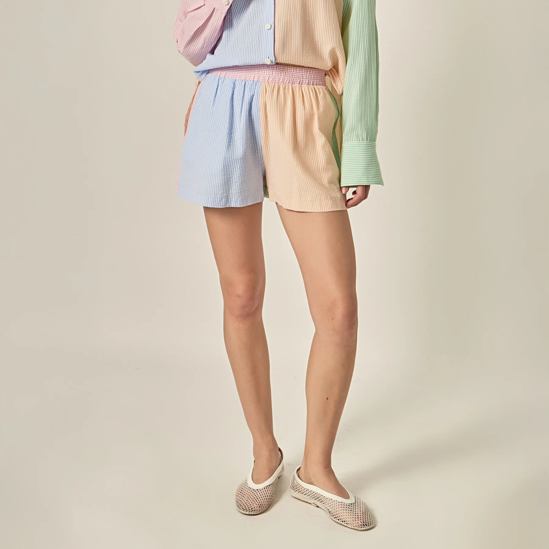 Colorblock Seersucker Shorts - Image 8