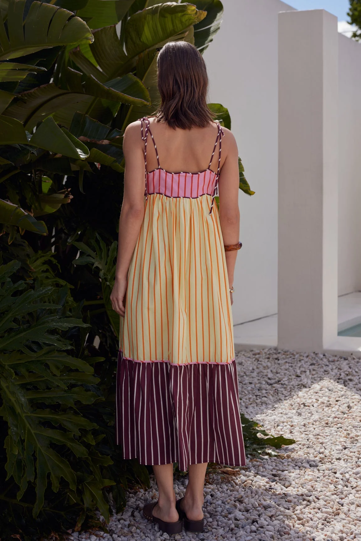 Colorblock Stripe Tie-Shoulder Midi Dress - Image 4